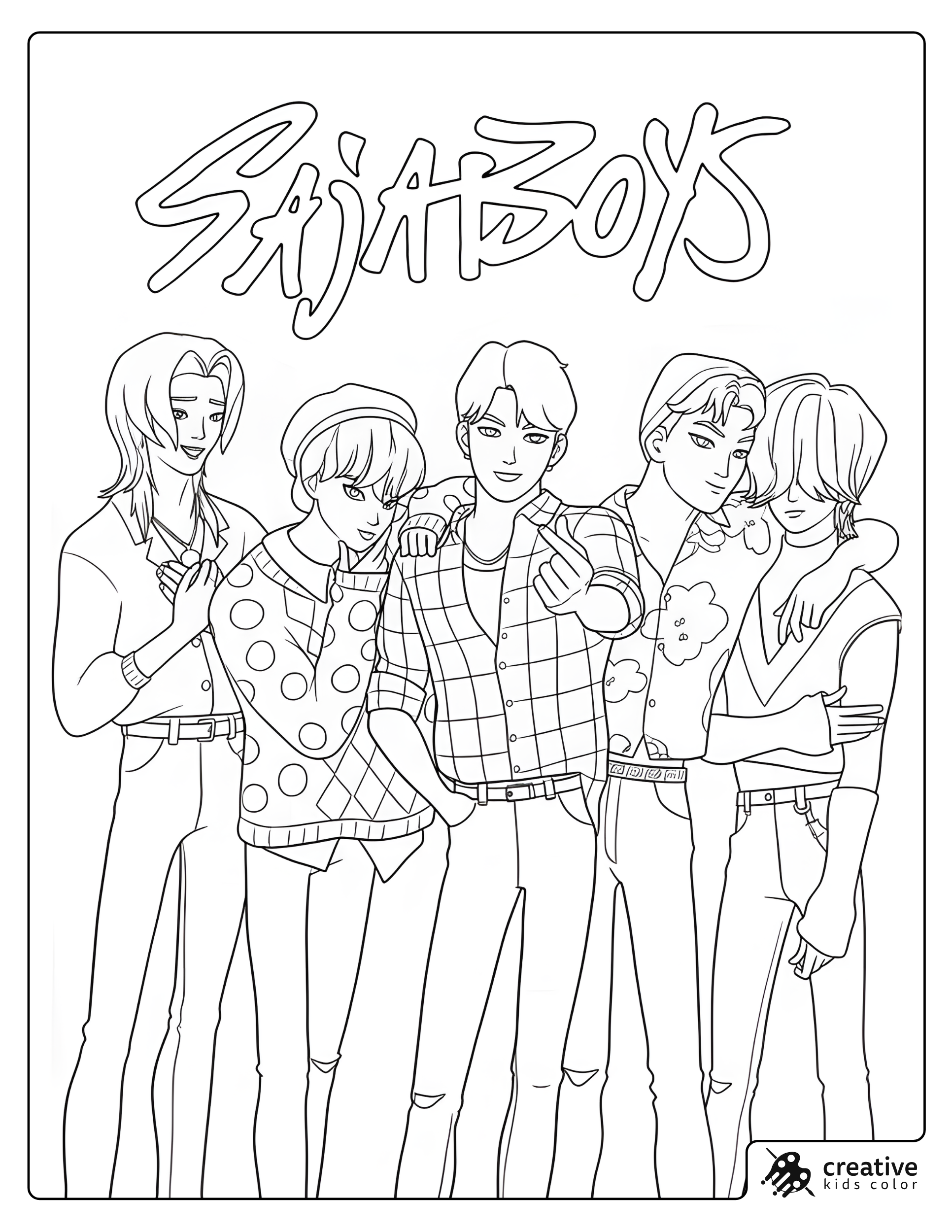 Saja Boys Group Image Coloring Page With Jinu Mystery Romance And Two Other Members