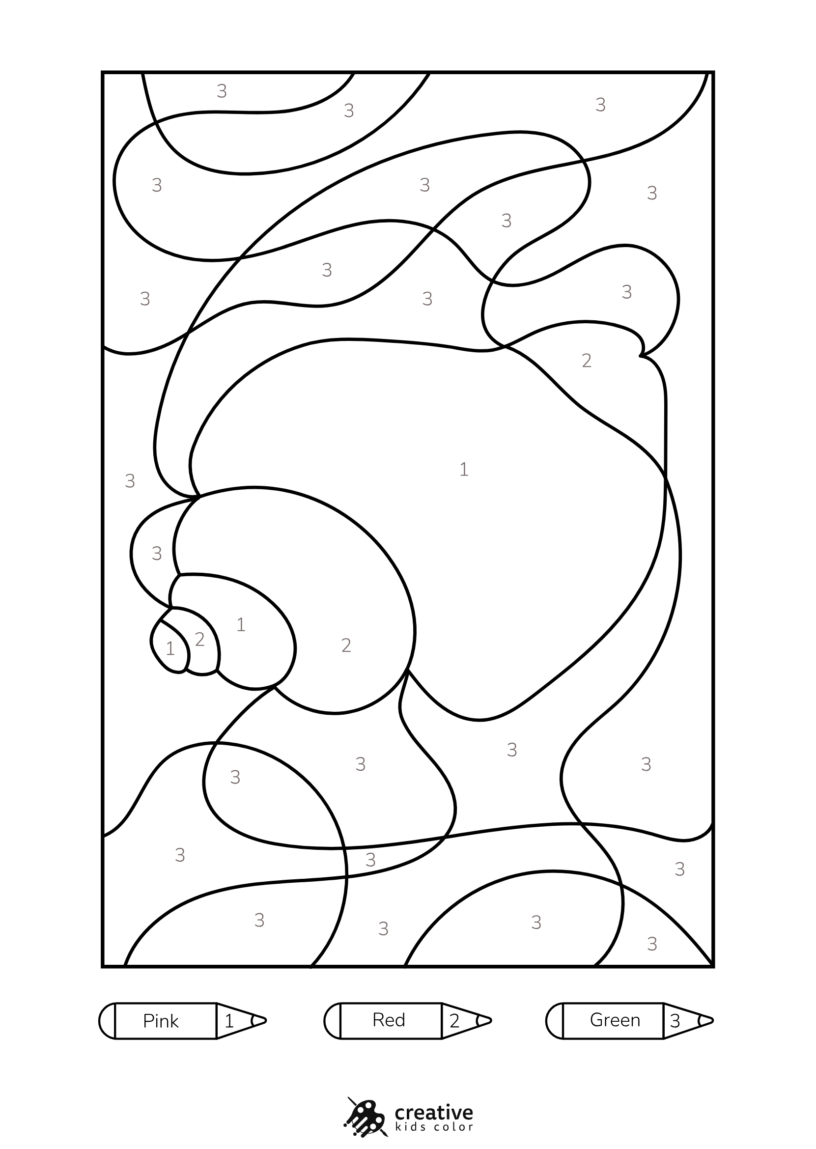 Sea Shell Color By Number Coloring Page With A Spiral Seashell And Smooth Surface Lines In A Natural Layout.