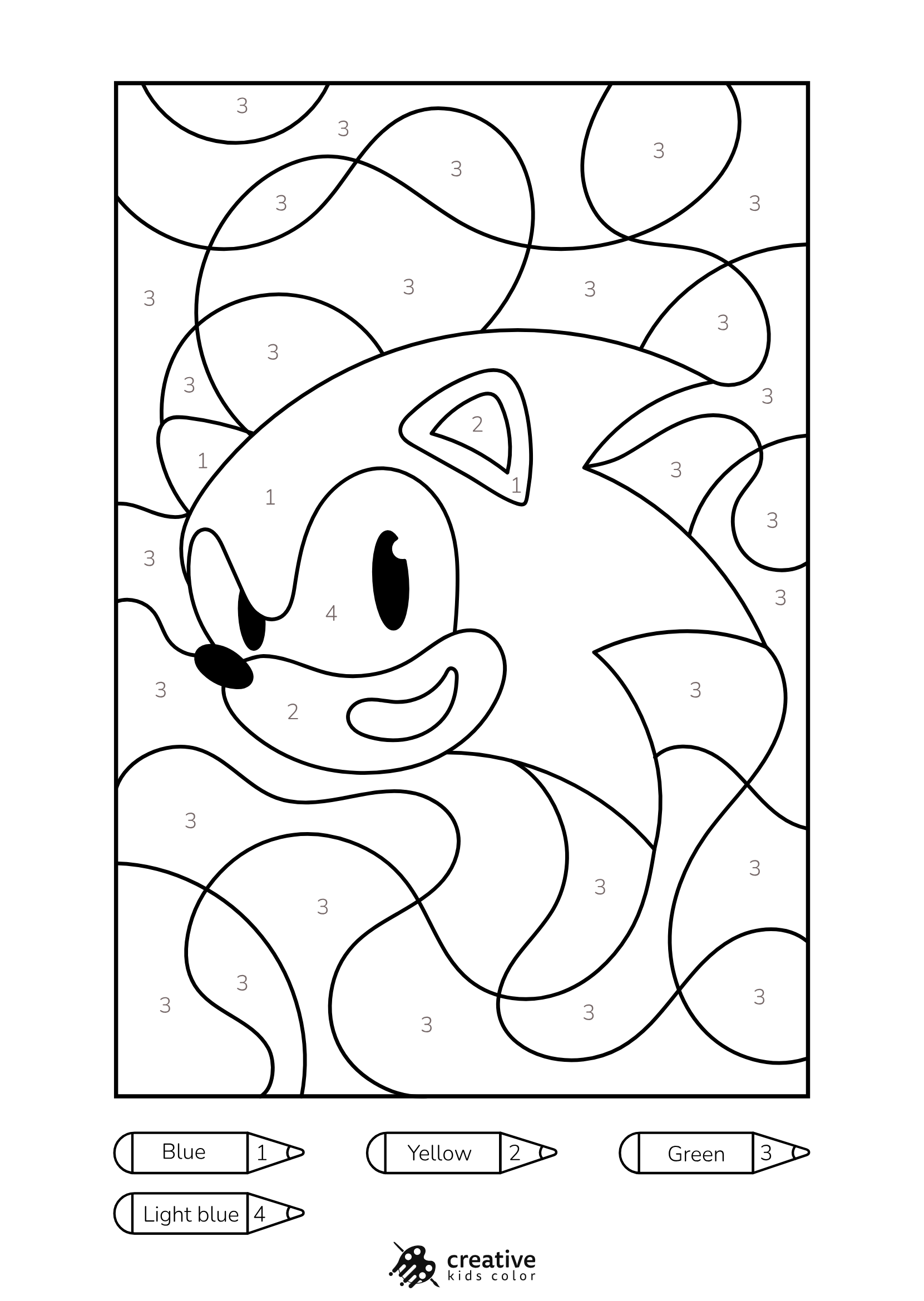 Sonic Color By Number Coloring Page With Fun Details To Color In.
