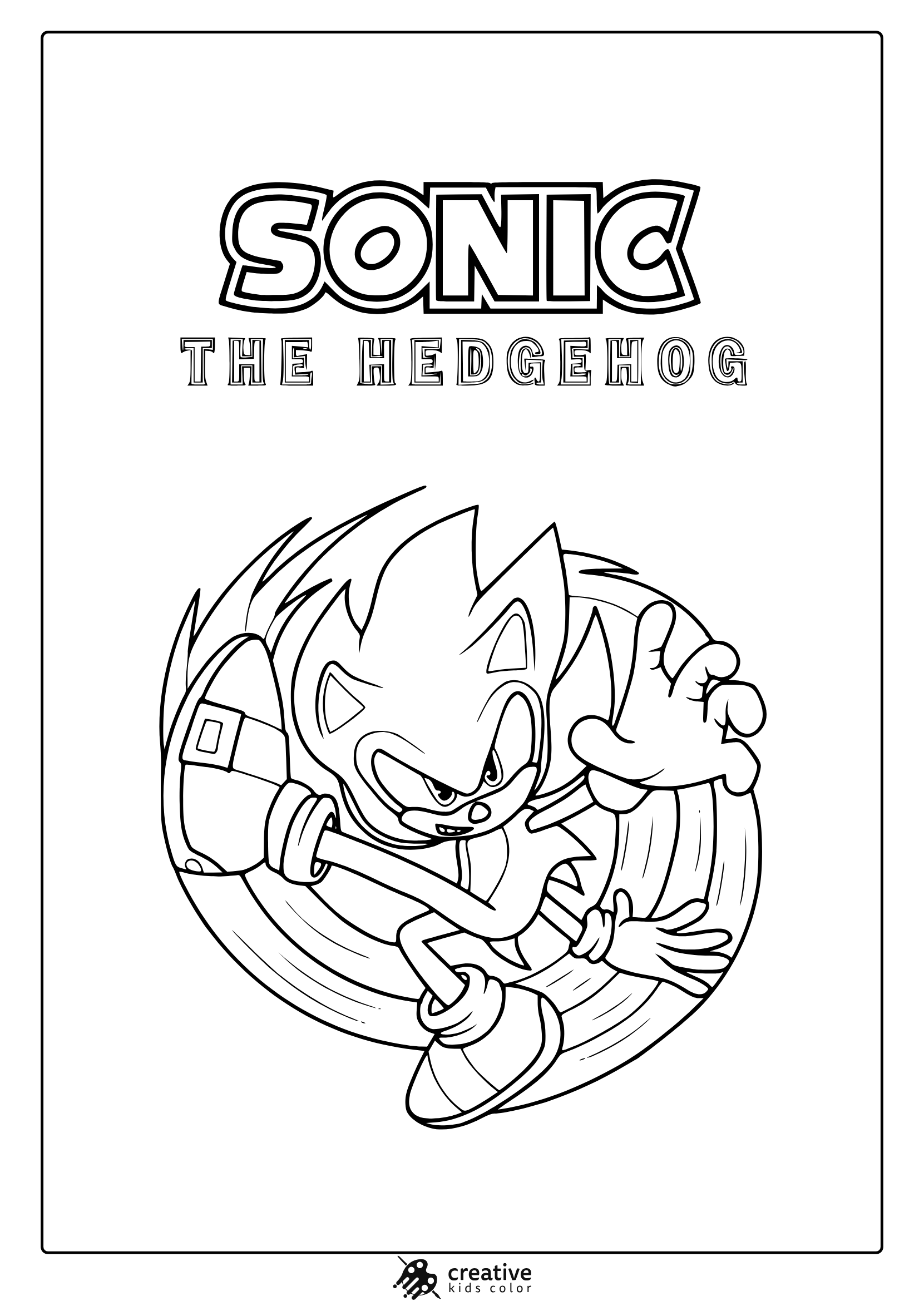 Coloring Page With Sonic The Hedgehog In A Running Pose And Iconic Outfit.