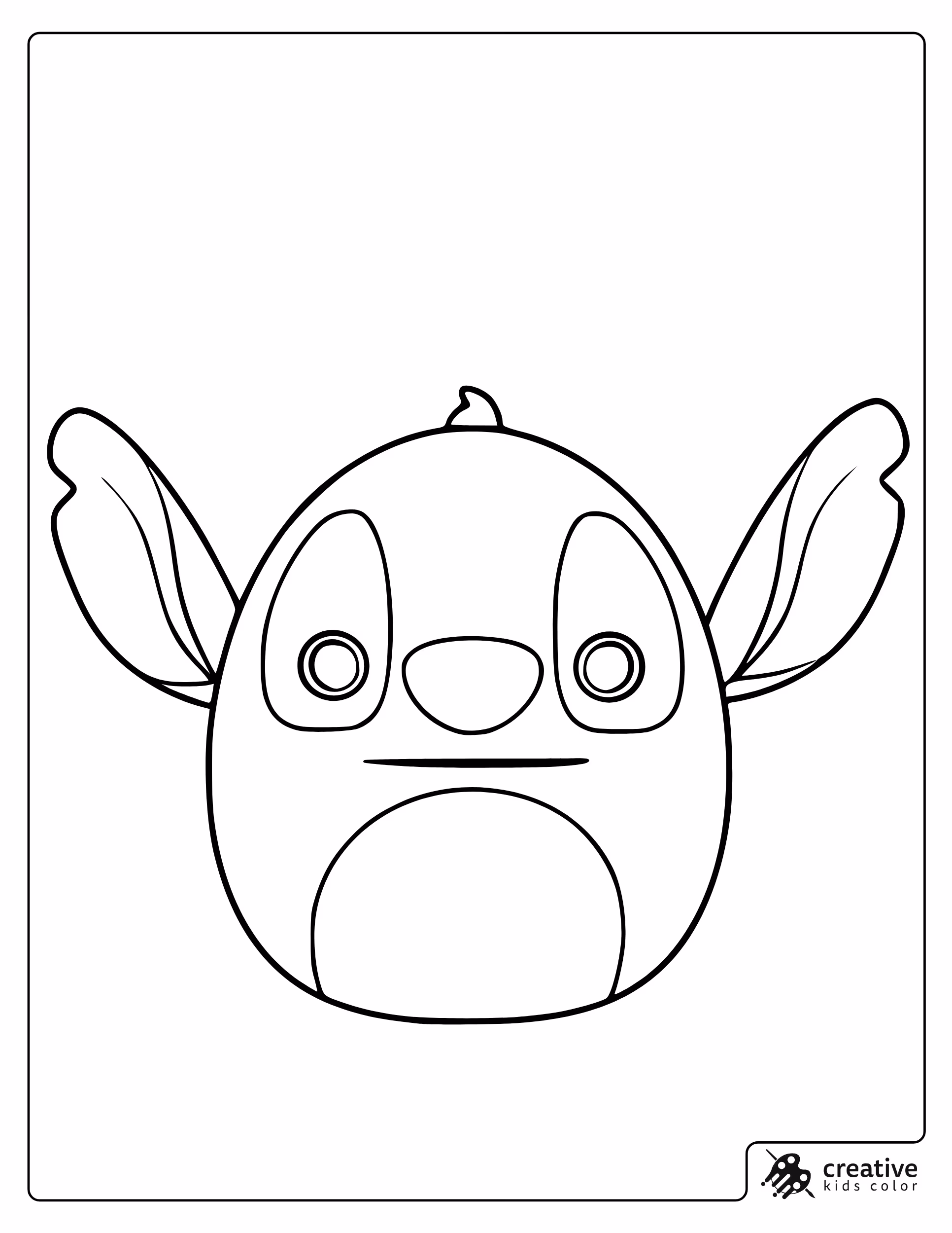 Squishmallow With Big Ears And Wide Eyes Coloring Page.