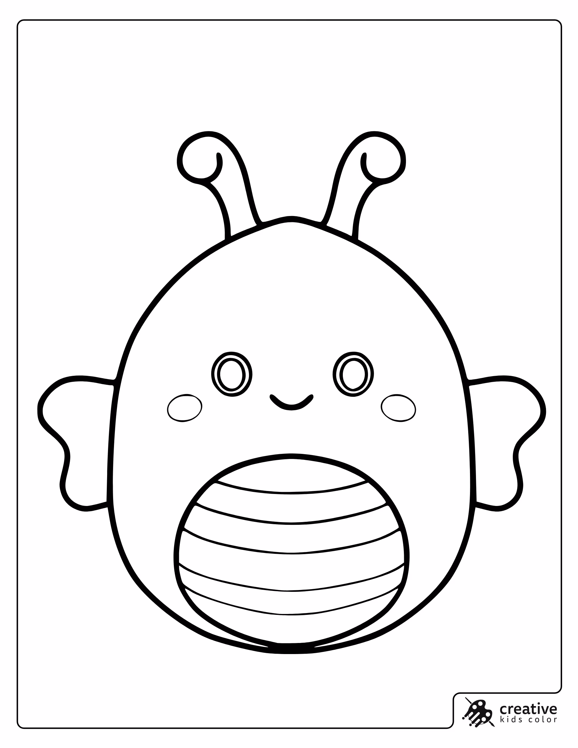 Sunny The Bee Squishmallow Coloring Page With Antennas And Wings.