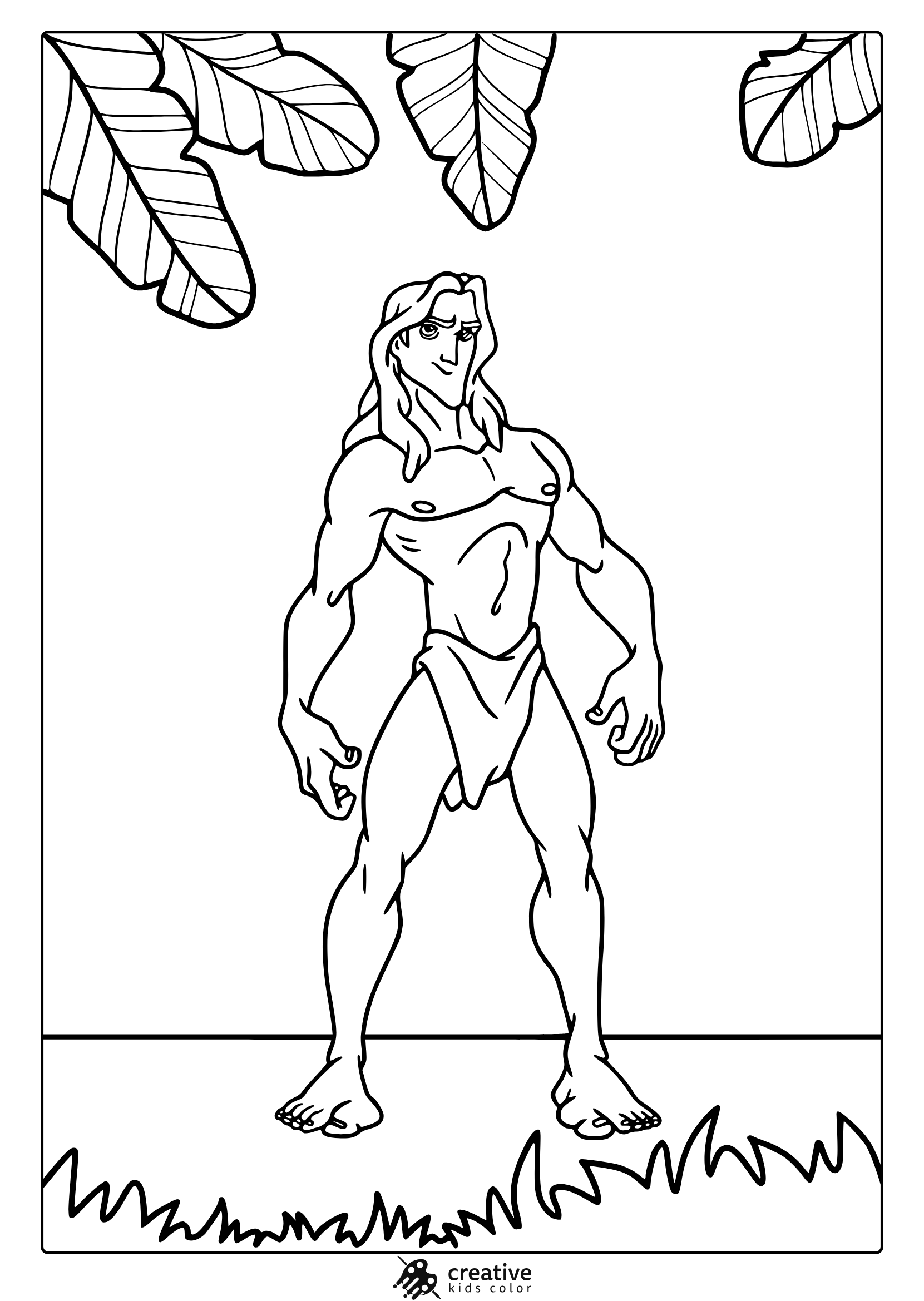 Tarzan Coloring Page Standing Confidently.