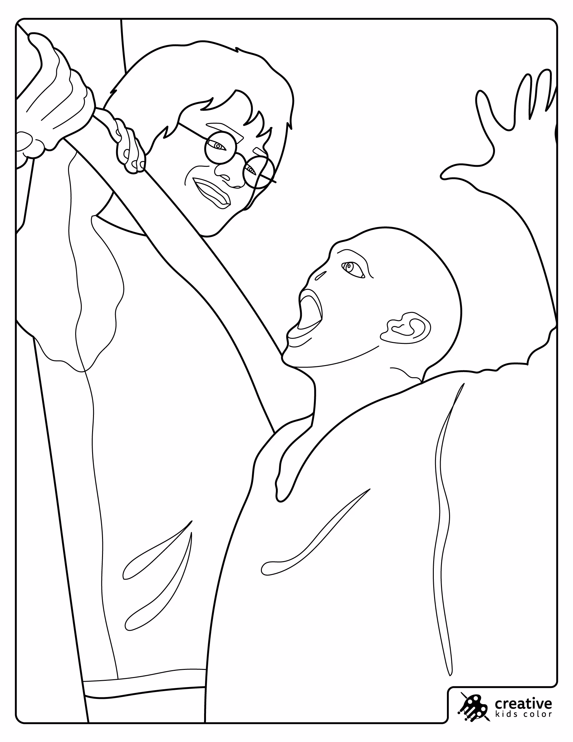 Harry Potter Confronting Lord Voldemort In Battle Coloring Page