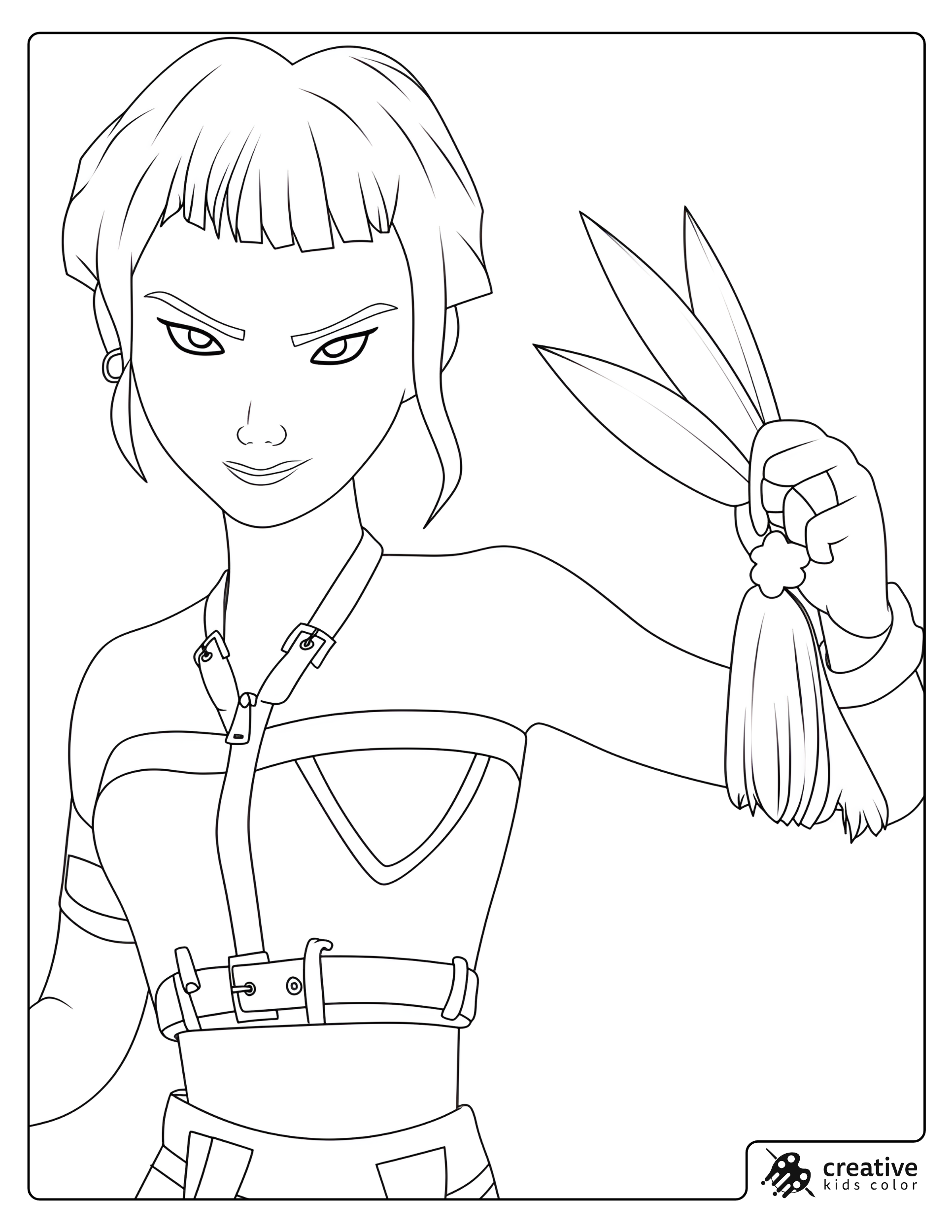 Close Up Coloring Page Zoey Has A Bunch Of Green Onions With A Confident Smile