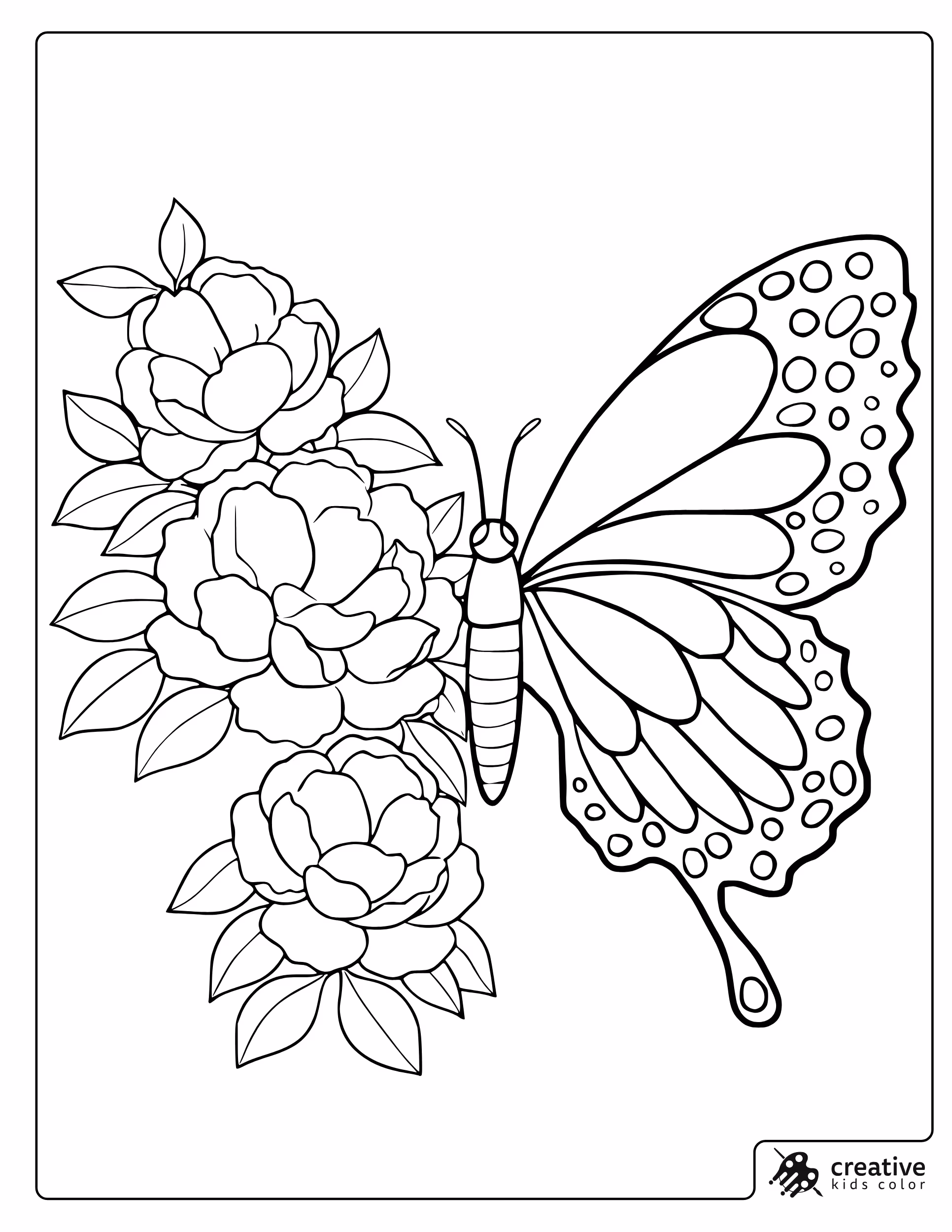 Aesthetic Butterfly Design Coloring Page With Flowers And Decorative Wings