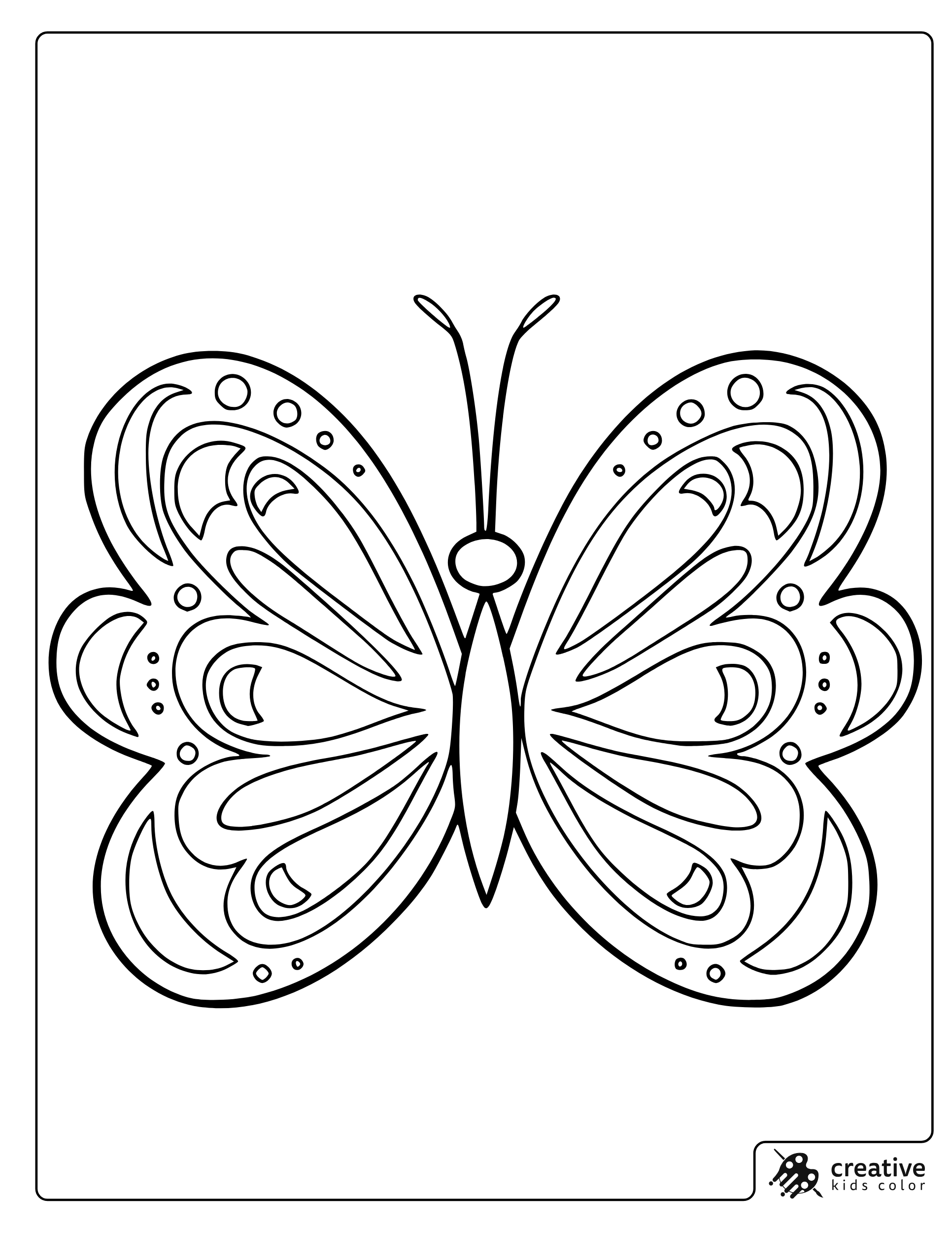 Beautiful Butterfly Coloring Page With Symmetrical Decorative Wings