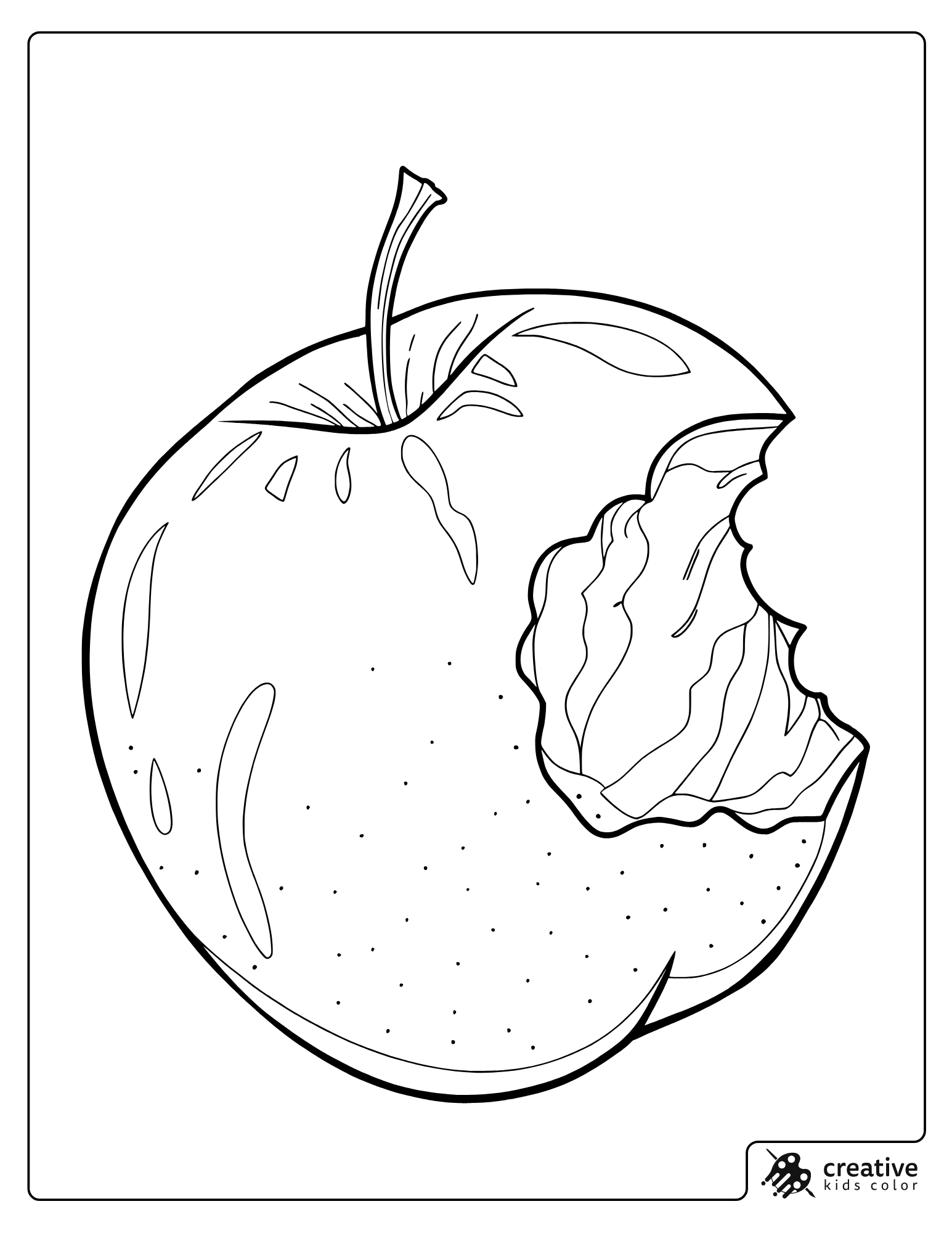 Bitten Apple Coloring Page With Visible Inside.