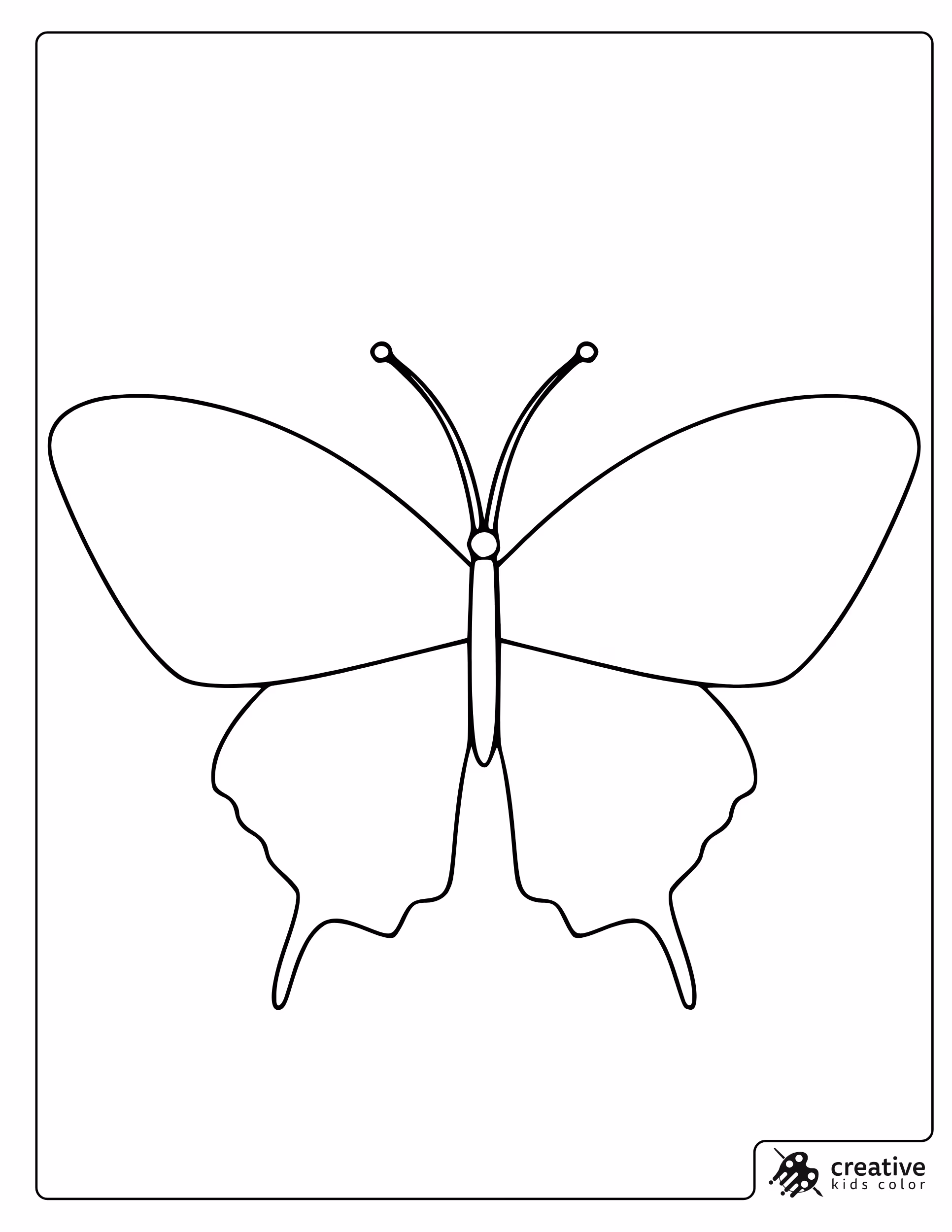 Butterfly Template Coloring Page With Simple Open Wings