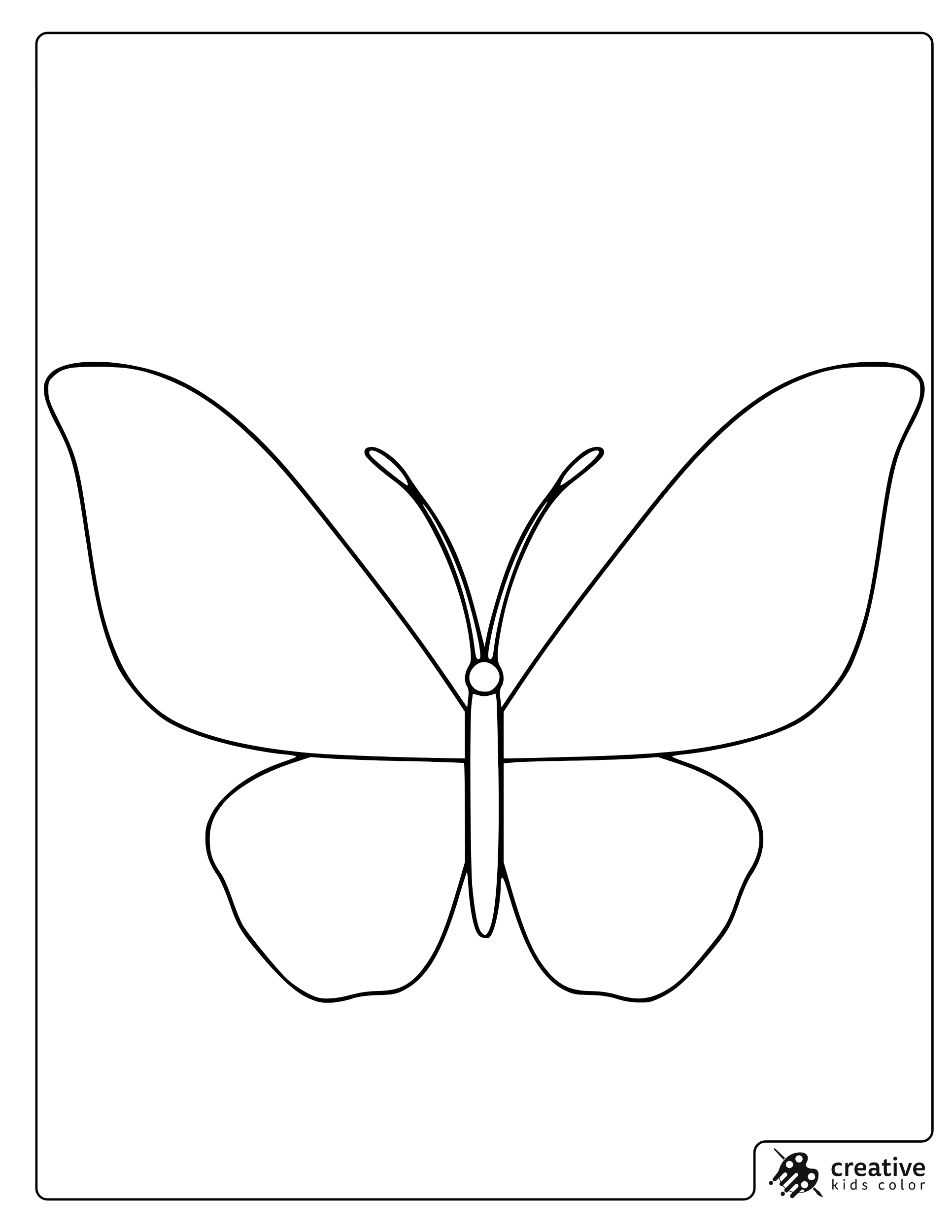 Butterfly Template Coloring Page With Rounded Wings
