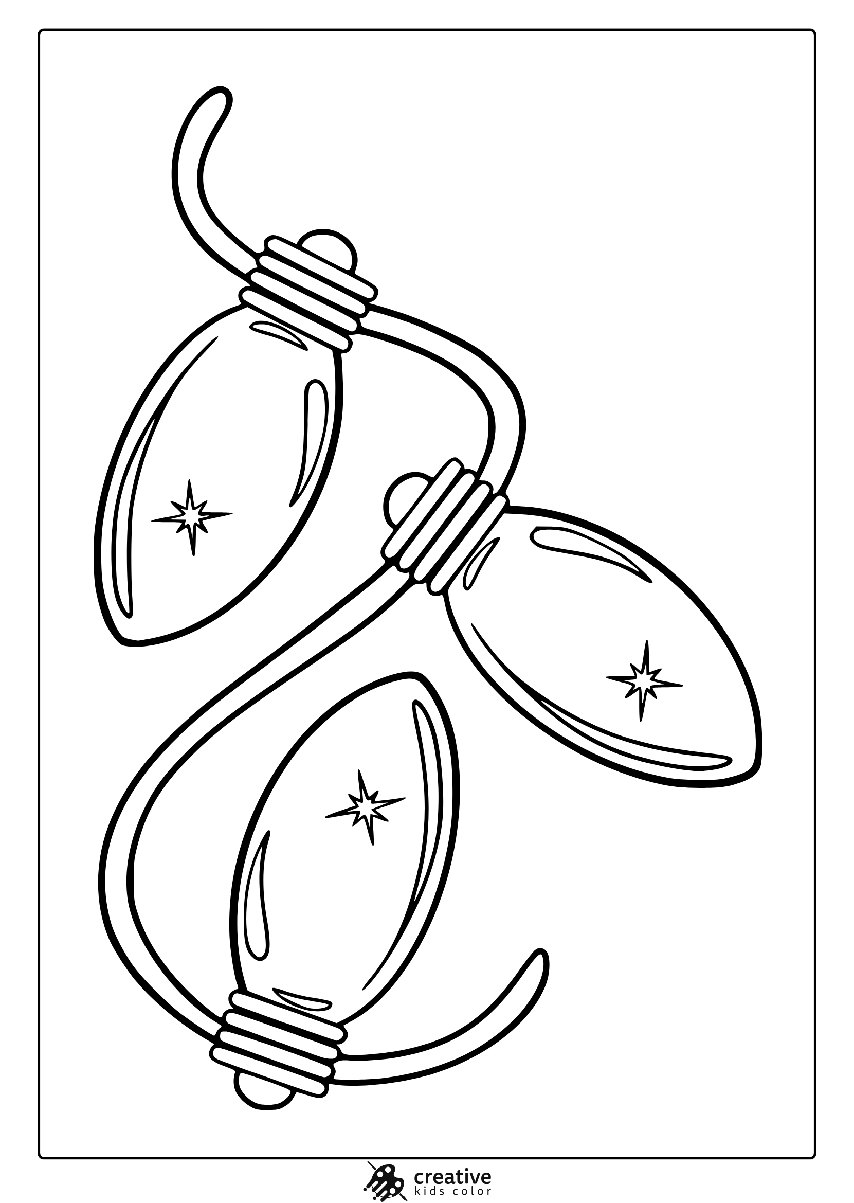 The CHRISTMAS light page is colored with star models on three bulbs with wire.