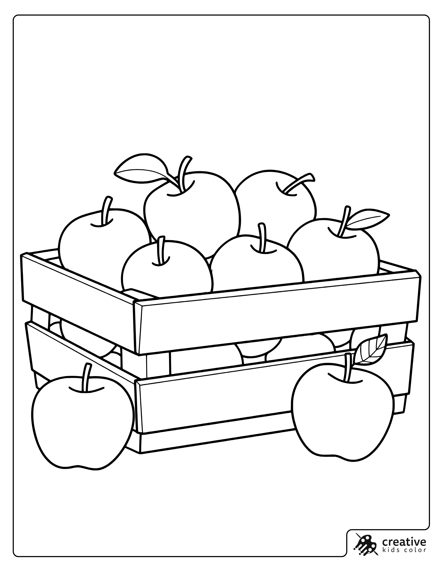 Crate Full Of Apples Coloring Page.