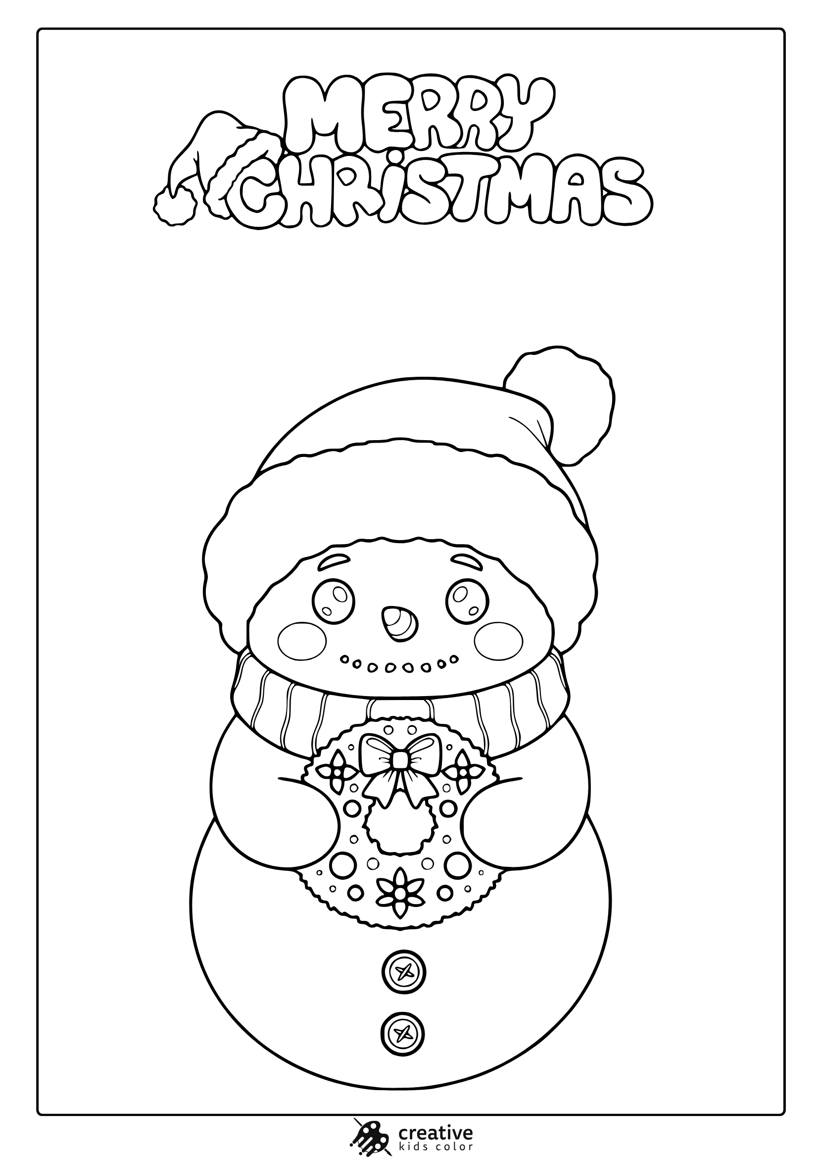Snowman Snowman Snowman Snowman page with Scarf, Wreath, and Merry Christmas.