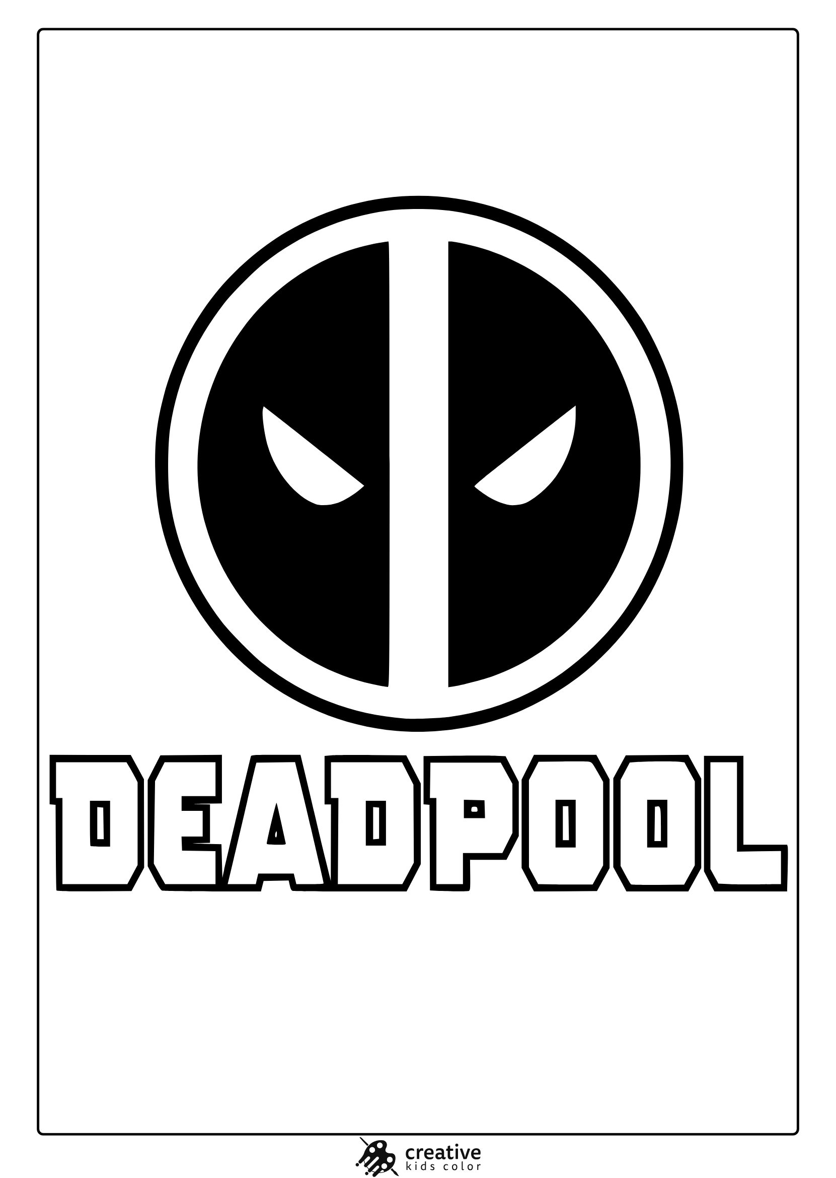 Deadpool Logo Coloring Page With A Circular Emblem And Bold Text, Perfect For Simple And Stylish Coloring Activities.