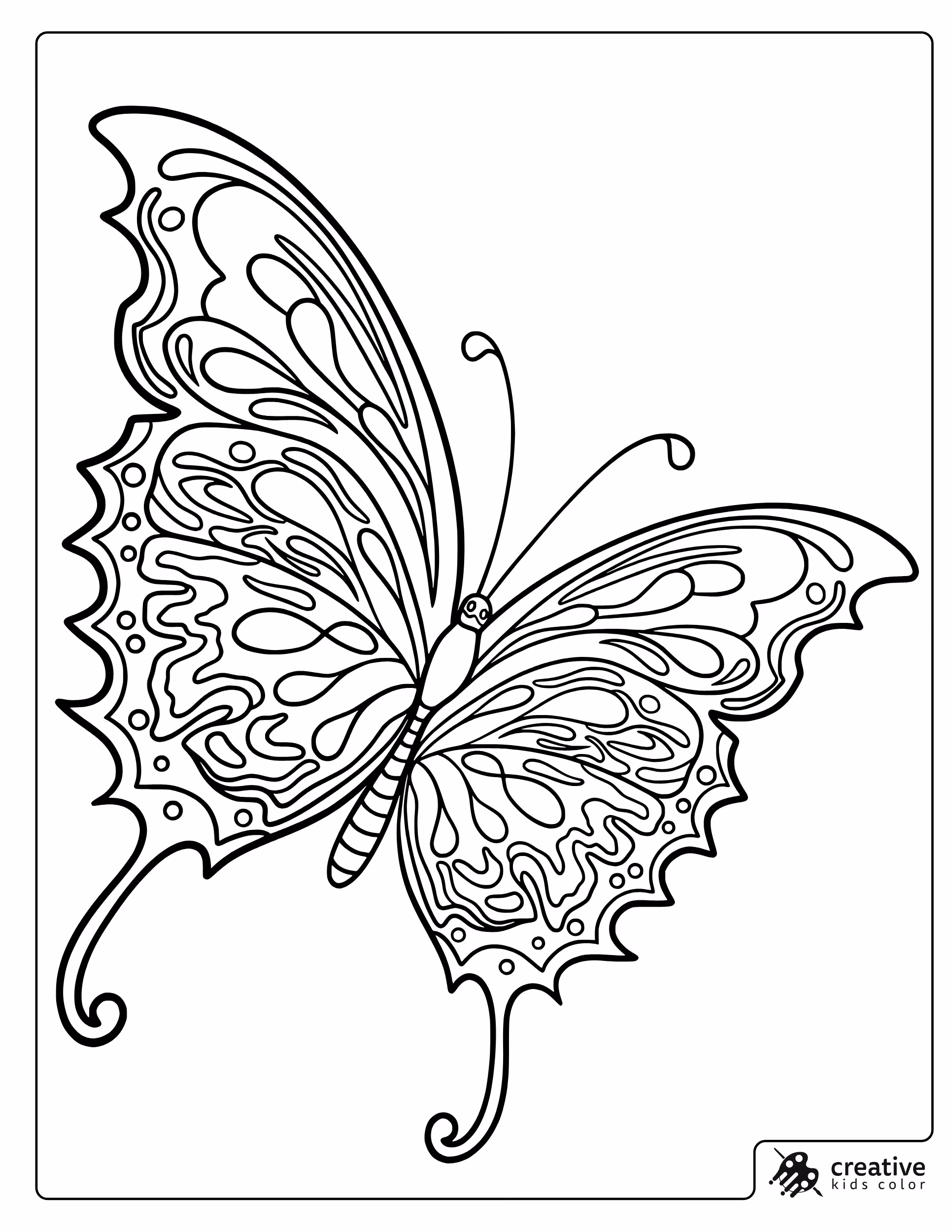 Detailed Butterfly Coloring Page With Ornate Wing Designs