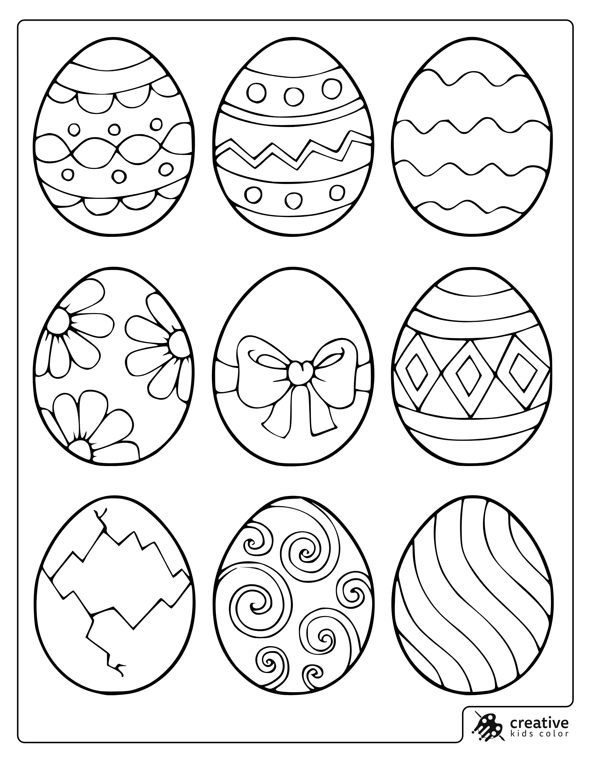 Detailed Easter Eggs With Mixed Patterns Coloring Page