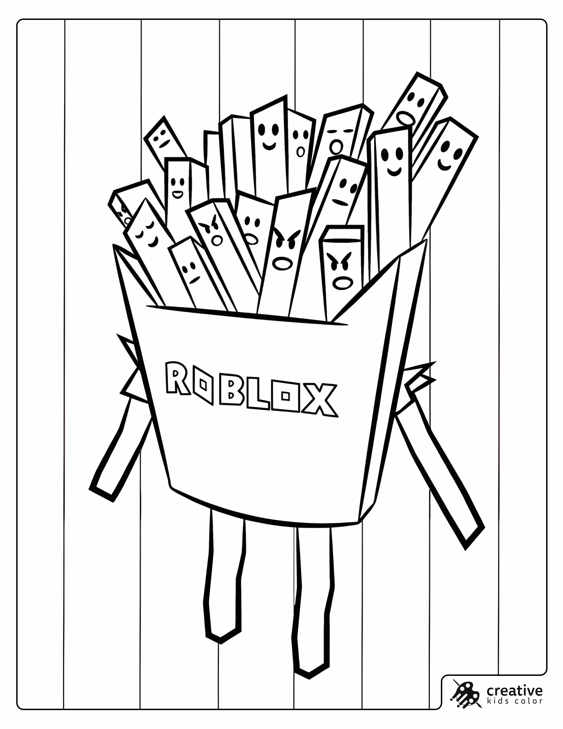 Gang O' Fries Coloring Page A Fries Box Filled With Fries That Are Different Faces Roblox Label.
