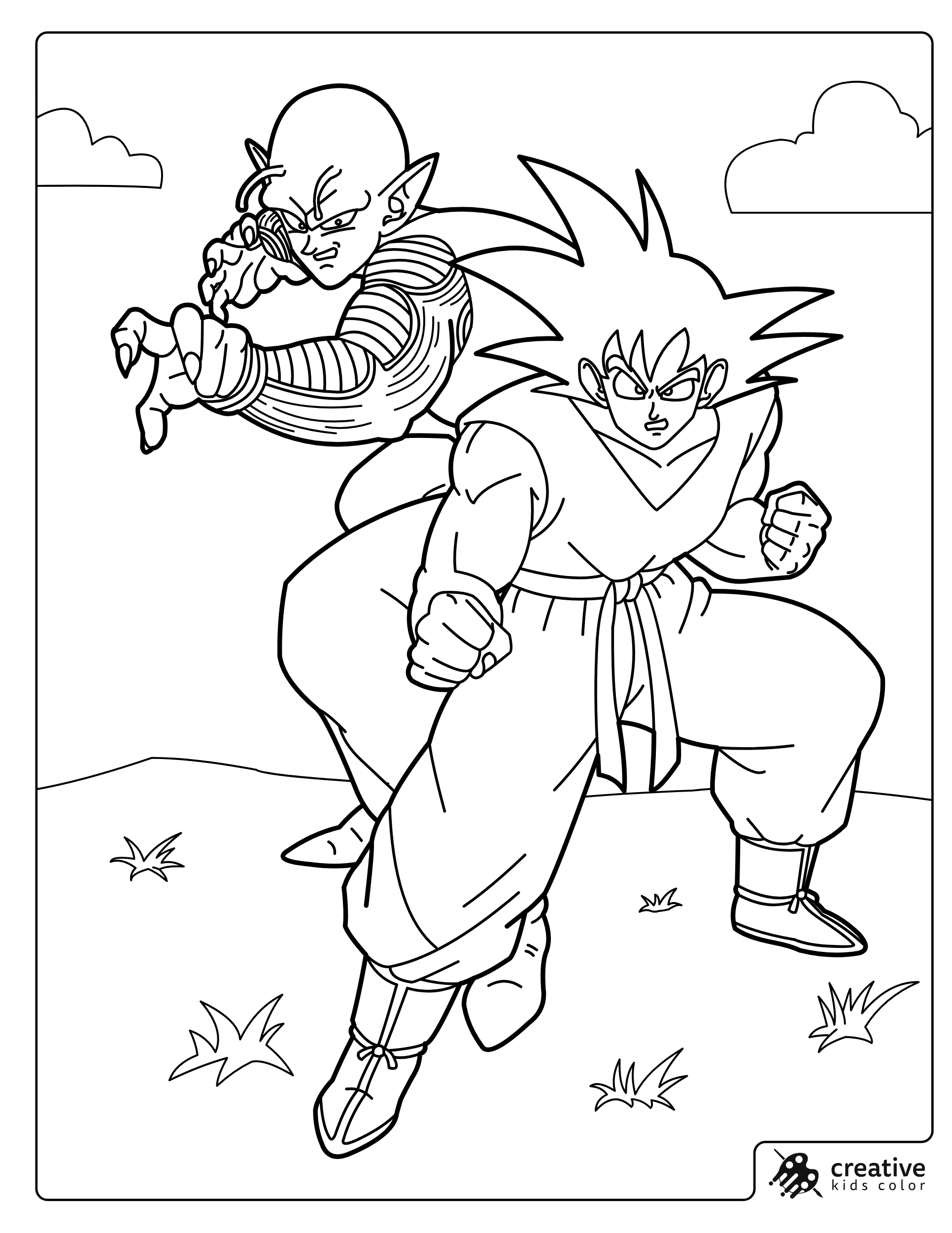 Goku And Piccolo Coloring Page With Goku In Front And Piccolo In Back