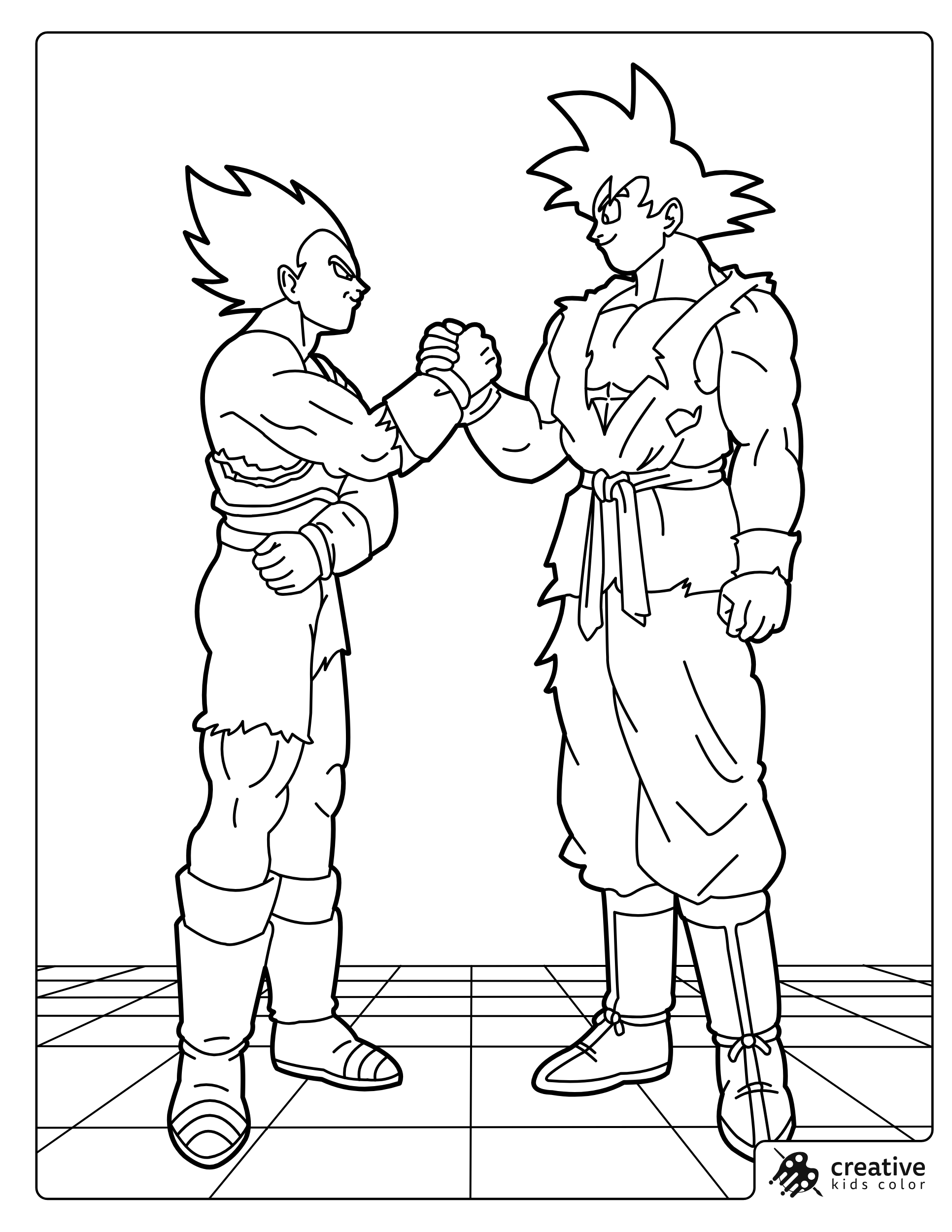 Goku And Vegeta Coloring Page With Your Hands