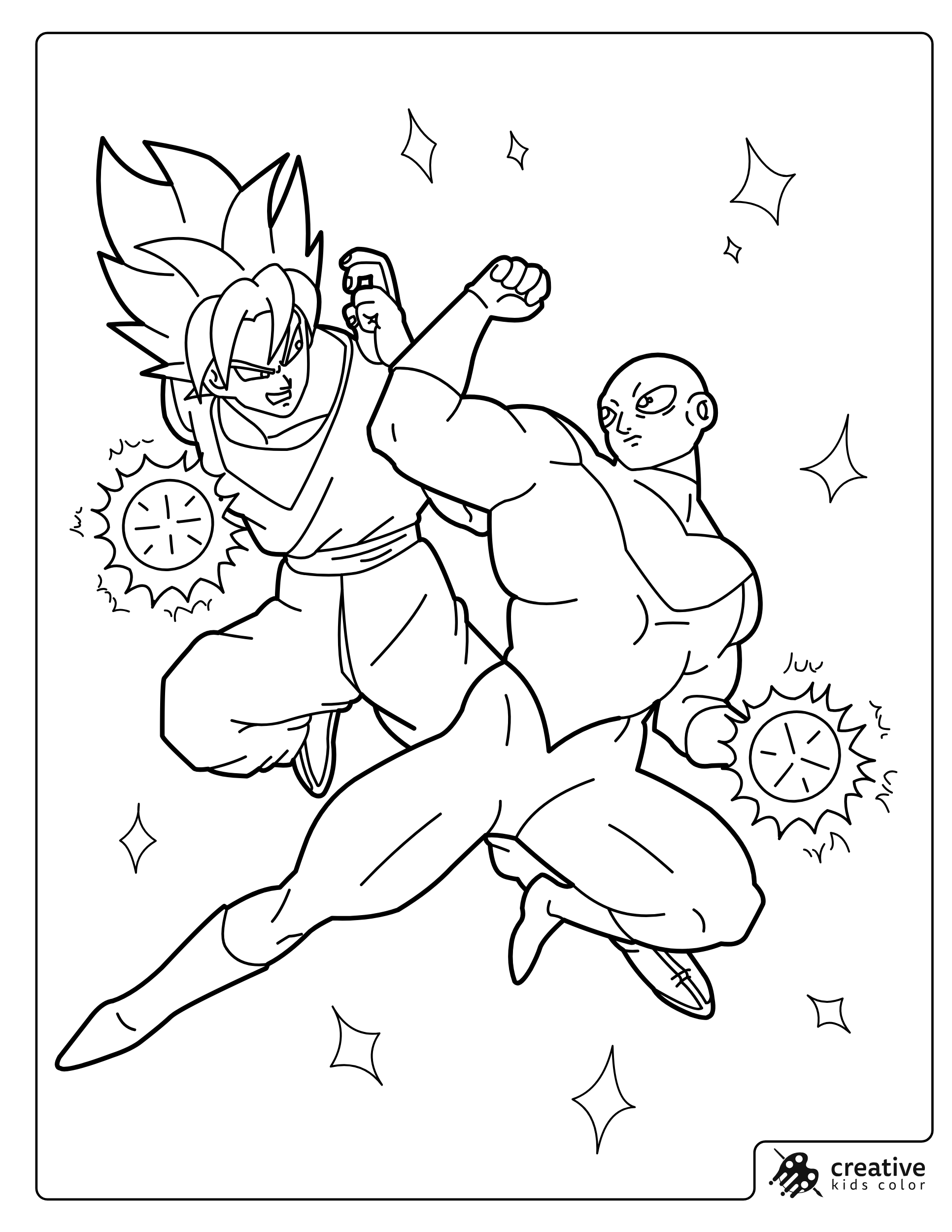 Goku Versus Jiren Coloring Page With Both Characters In Midair