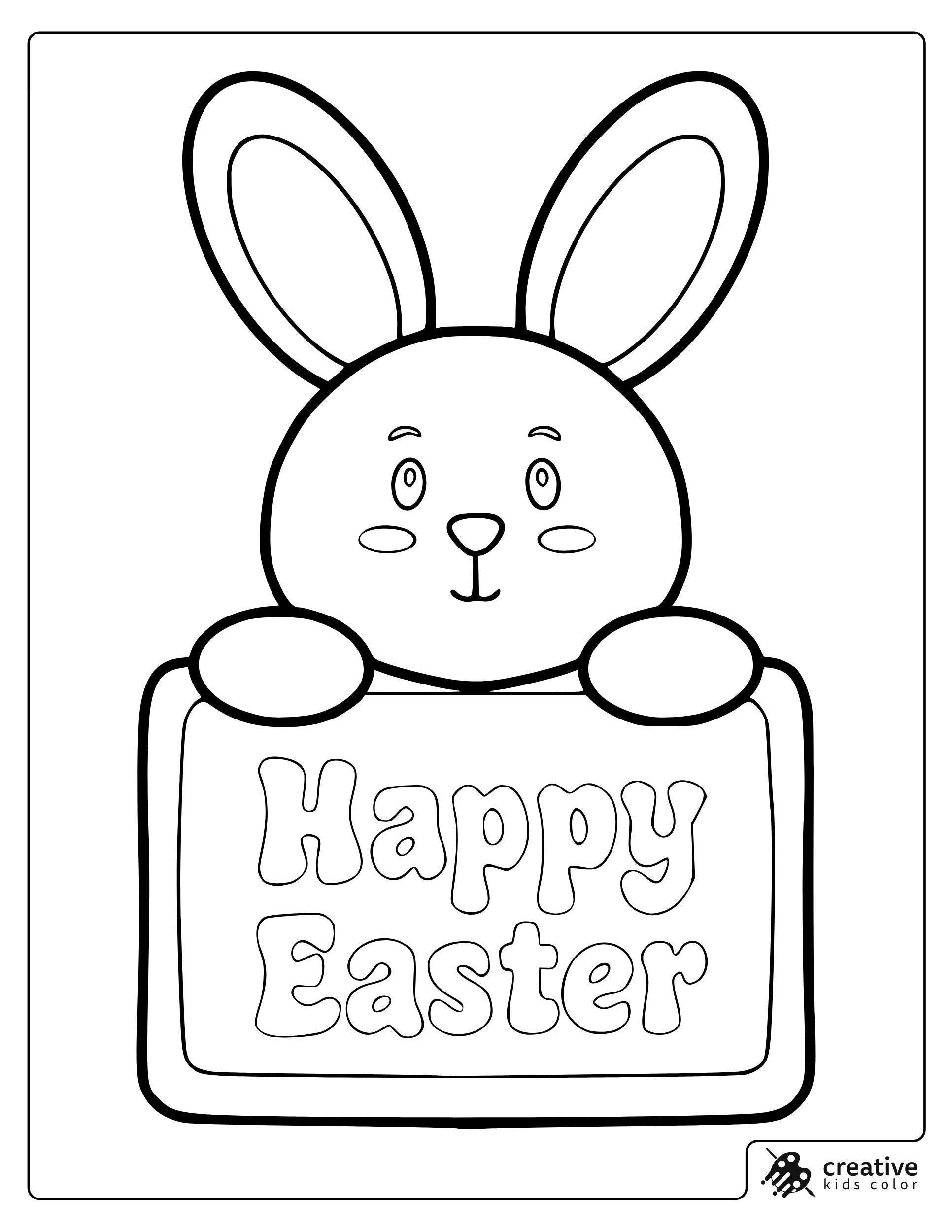 Easter Bunny Holding A Big Sign Coloring Page