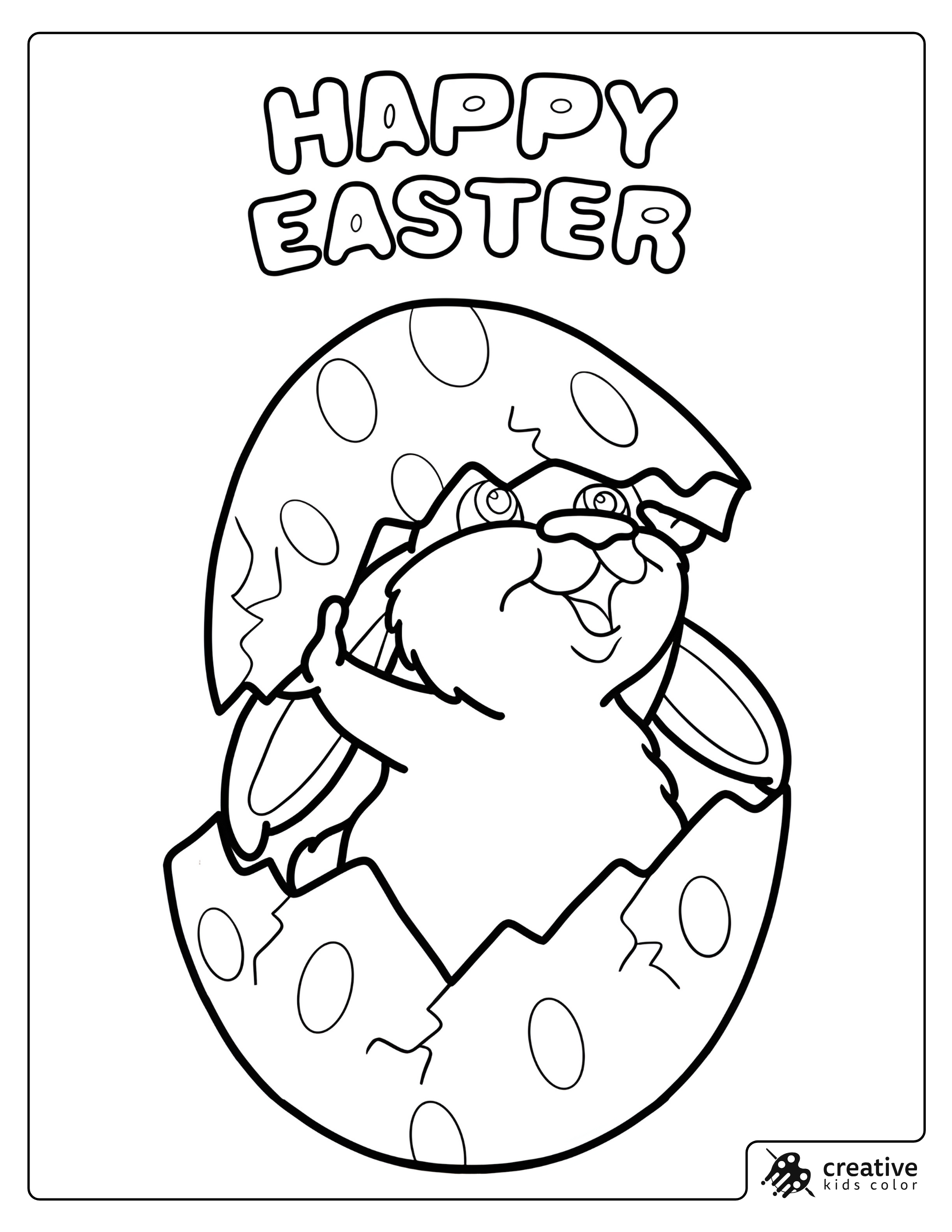 Hatching Bunny From A Cracked Easter Egg Coloring Page
