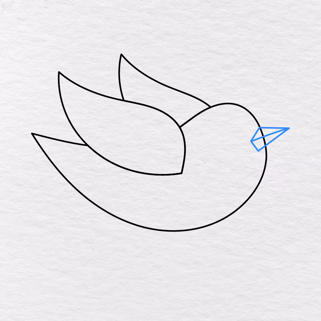 Step 4 Showing A Pointed Beak Made From Two Narrow Triangular Shapes.