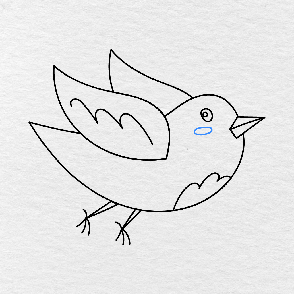 Step 10 Showing A Small Oval Cheek Detail Added Below The Bird’s Eye.