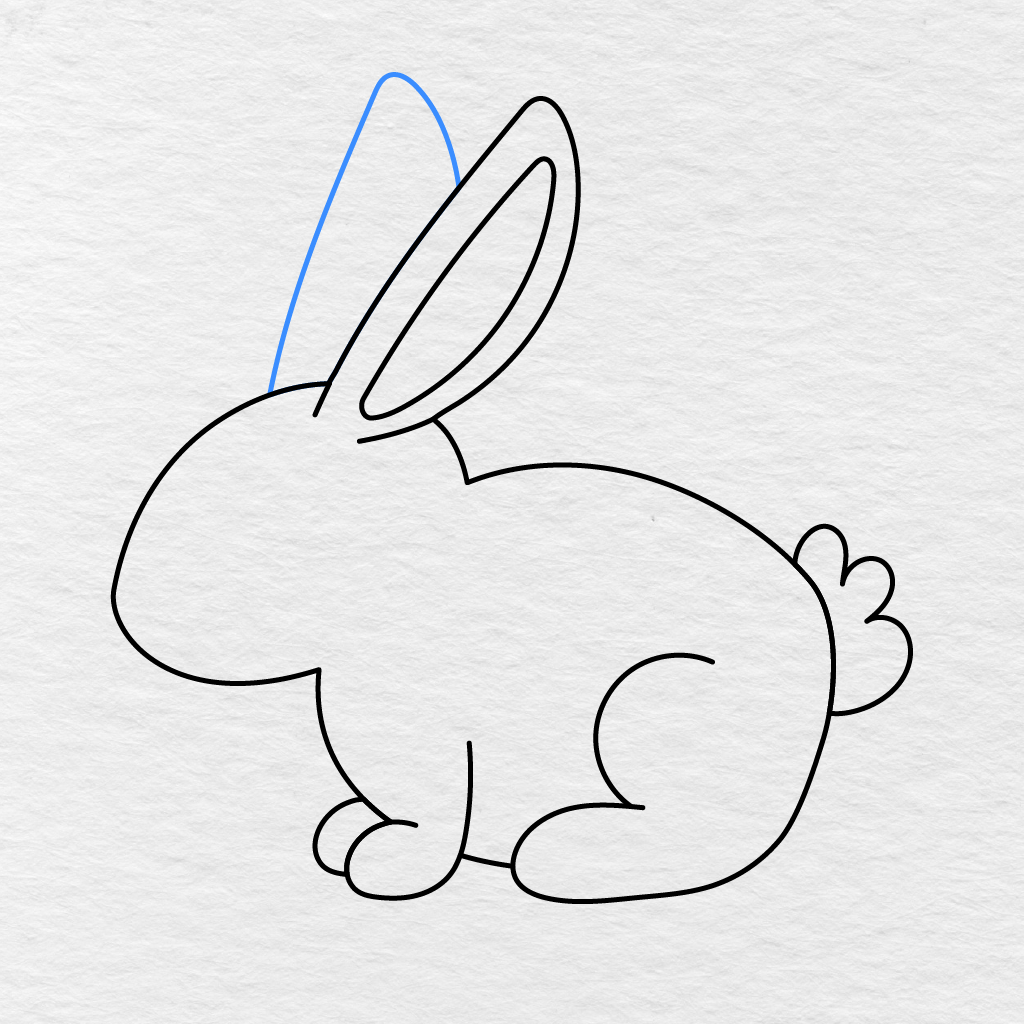 Step 7 Showing A Second Tall Ear Added Partly Behind The Bunny’s Front Ear.