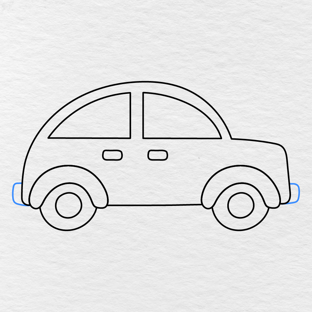 Step 8 Showing Rounded Bumpers Added To The Front And Rear Of The Car.