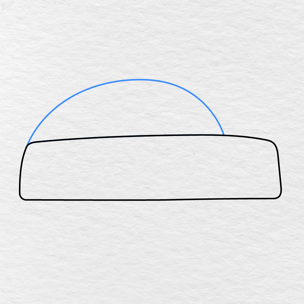 Step 2 Showing A Large Curved Roof Added Above The Car Body.