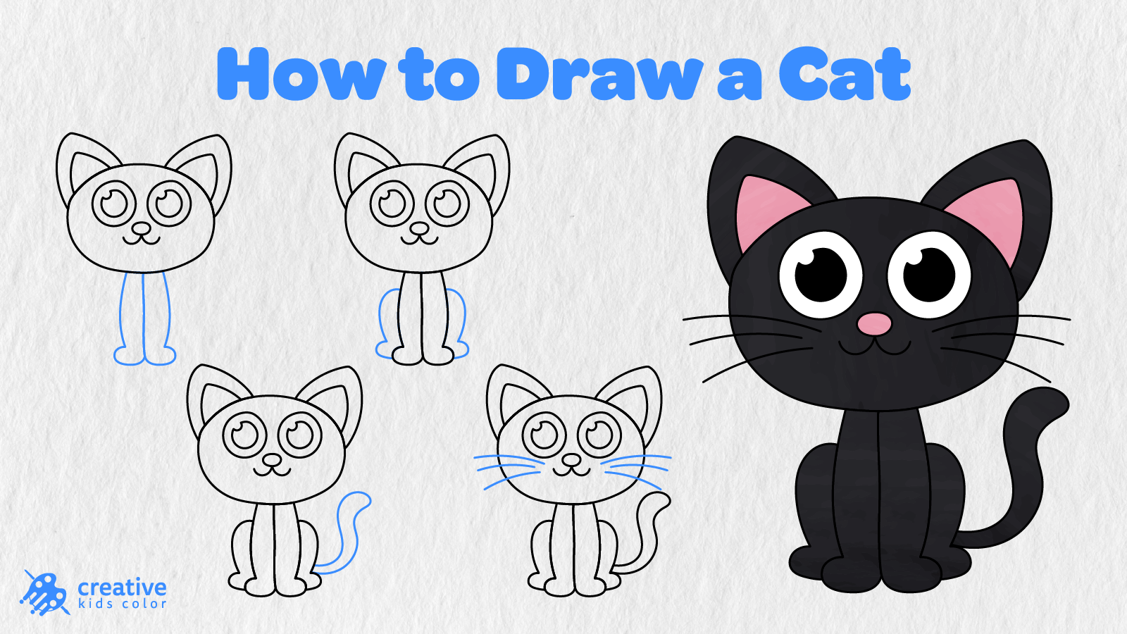 How To Draw A Cat Step By Step In 11 Easy Stages With A Finished Black Cat.