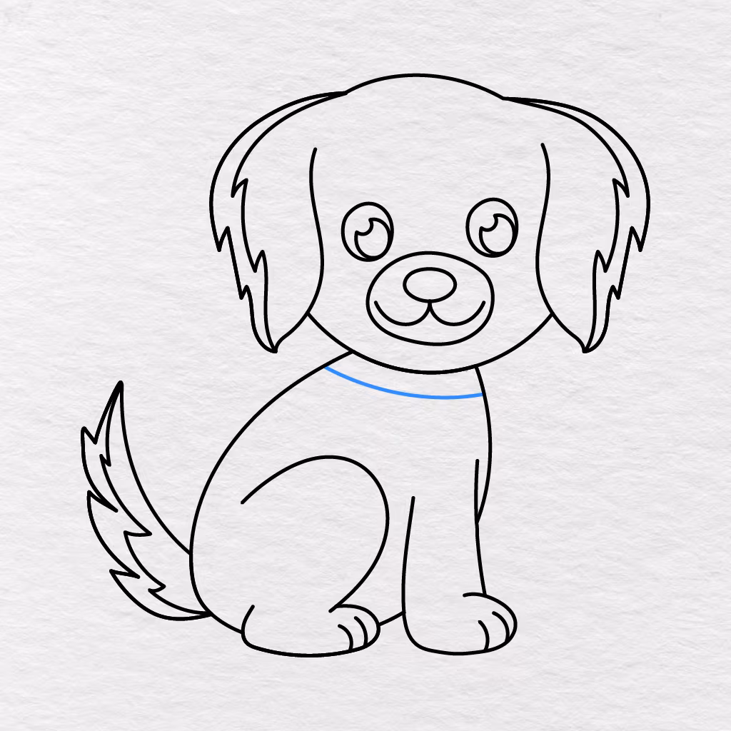 Step 12 Showing A Curved Collar Added Below The Dog’s Head.
