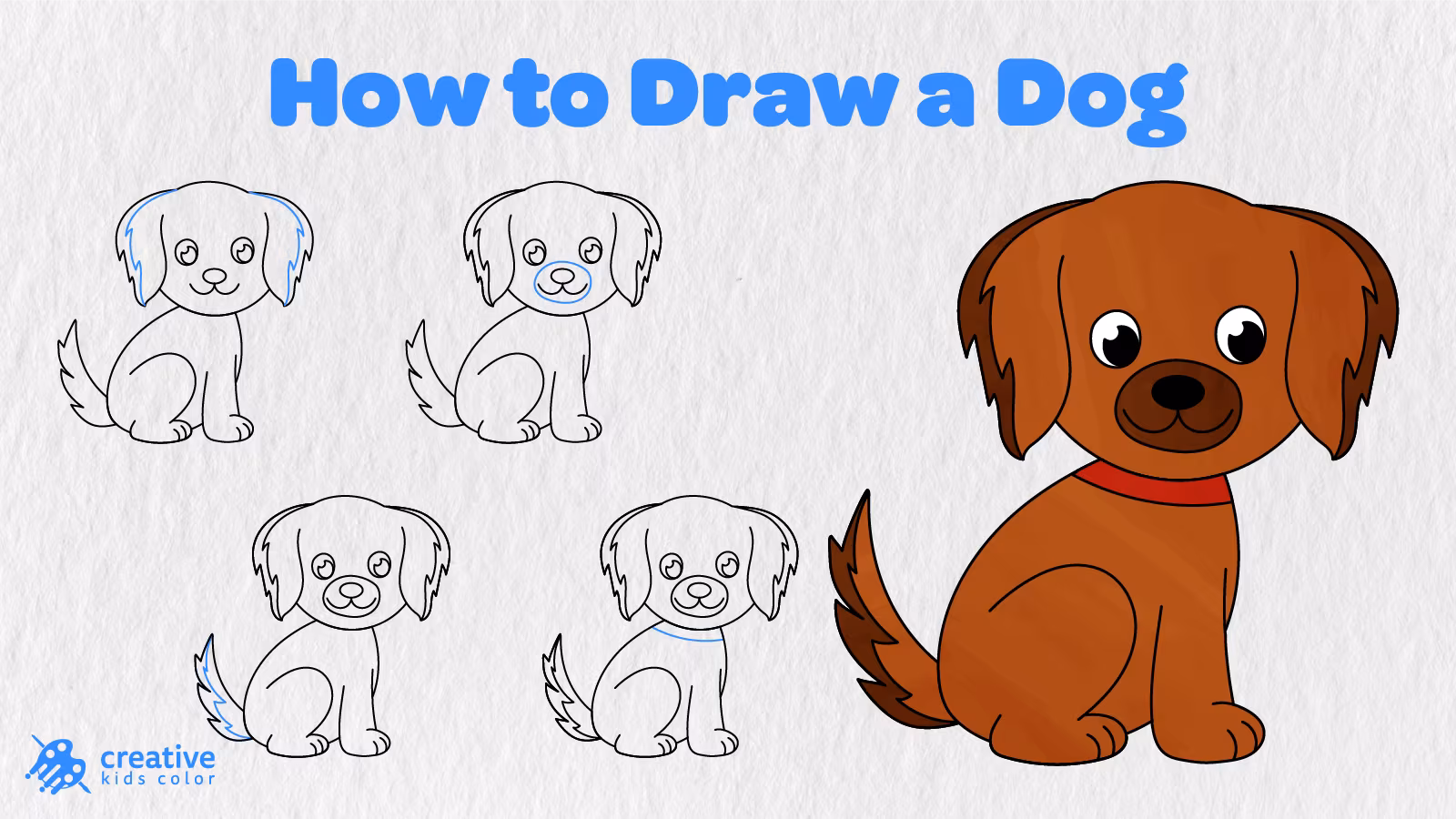 How To Draw A Dog Step By Step In 13 Easy Stages With A Finished Brown Dog.