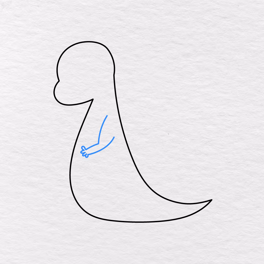 Step 3 Showing A Small Bent Arm With Three Tiny Claws Added To The Dragon’s Body.