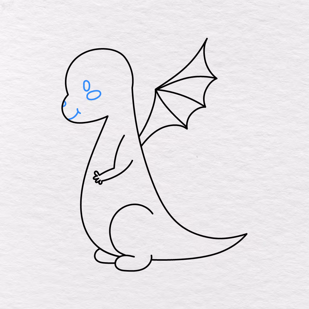 Step 8 Showing The Dragon’s Eye, Cheek, Nostril, And Smiling Mouth.