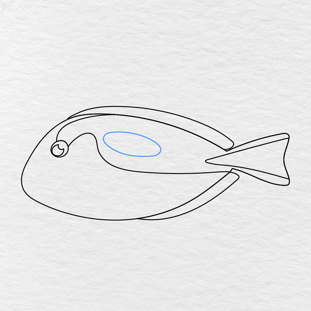 Step 8 Showing A Large Oval Detail Added Inside The Upper Body Pattern.