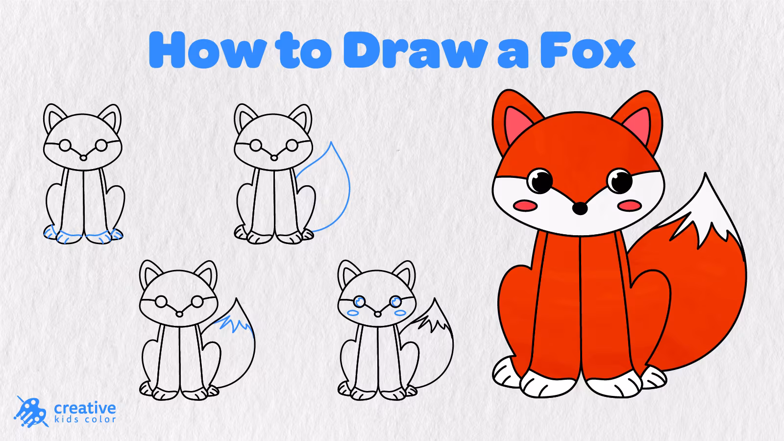 How To Draw A Fox Step By Step With Eleven Simple Stages And A Finished Orange Red Fox Drawing.
