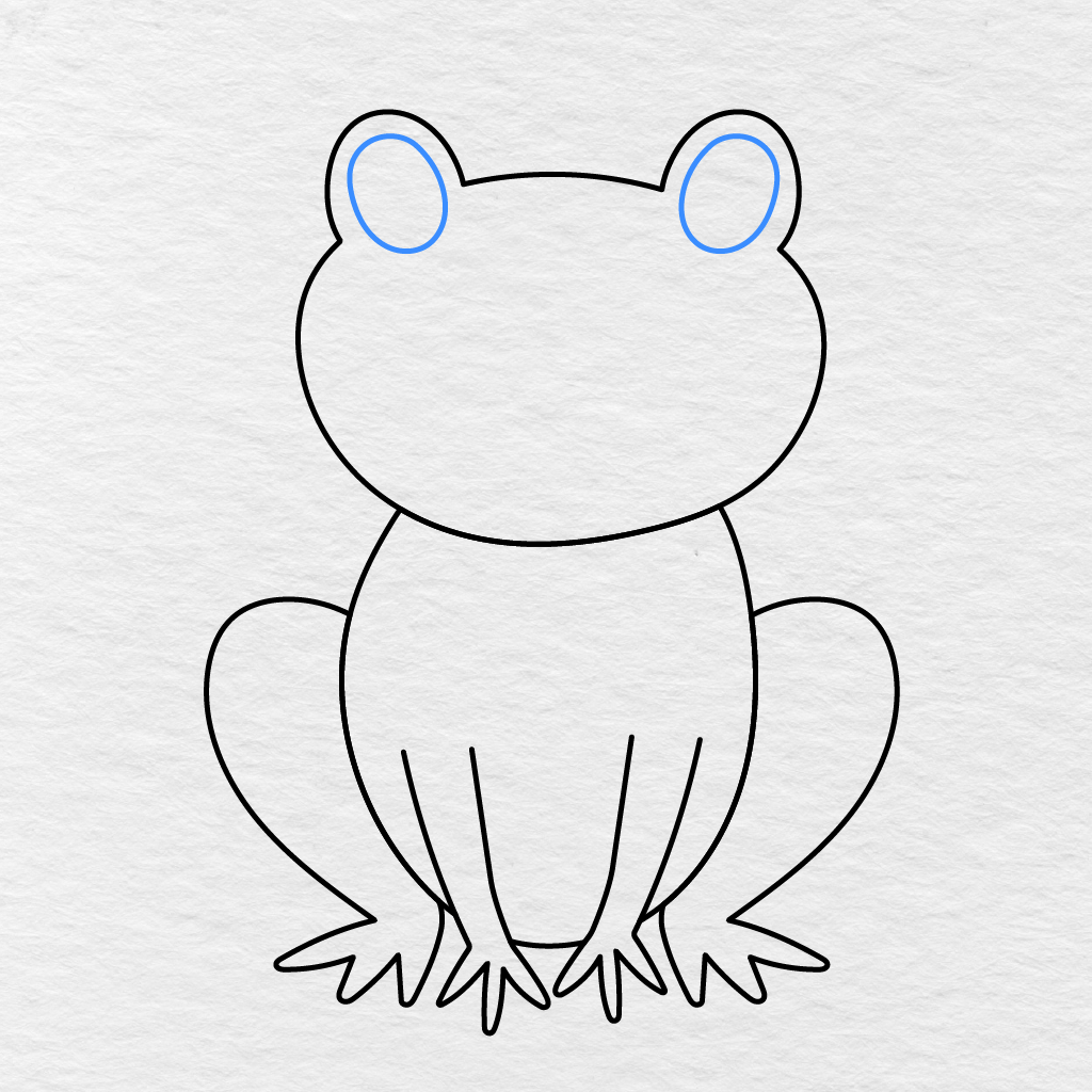 Step 5 Showing Large Oval Eye Outlines Added Inside The Raised Eye Bumps.