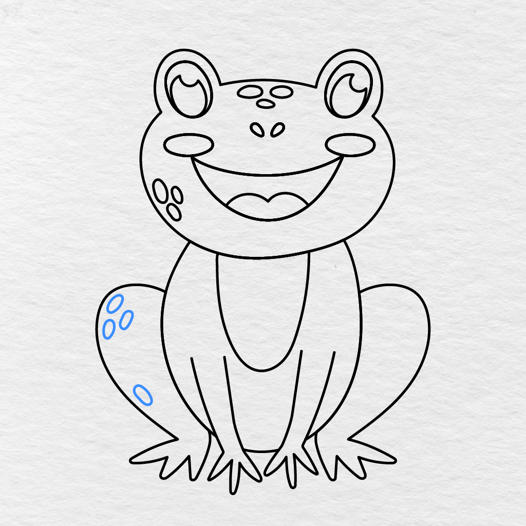Step 13 Showing Four Oval Spots Added Along The Frog’s Left Hind Leg.