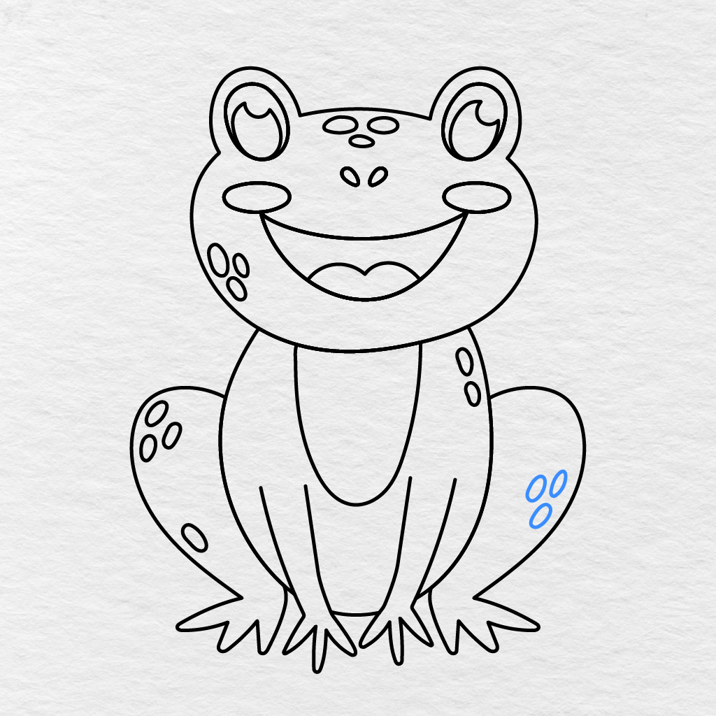 Step 15 Showing Three Oval Spots Added Along The Frog’s Right Hind Leg.