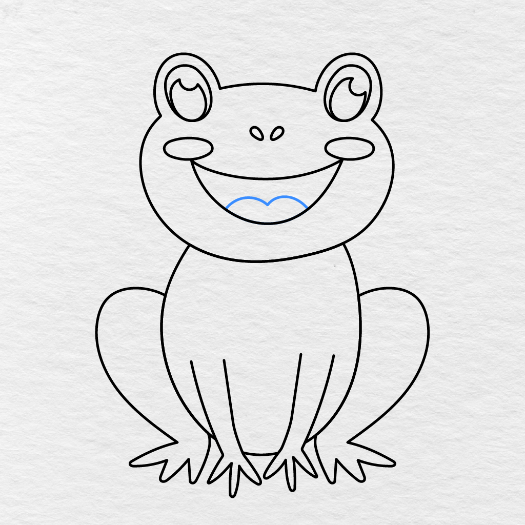 Step 10 Showing A Rounded Tongue Added Inside The Frog’s Open Mouth.