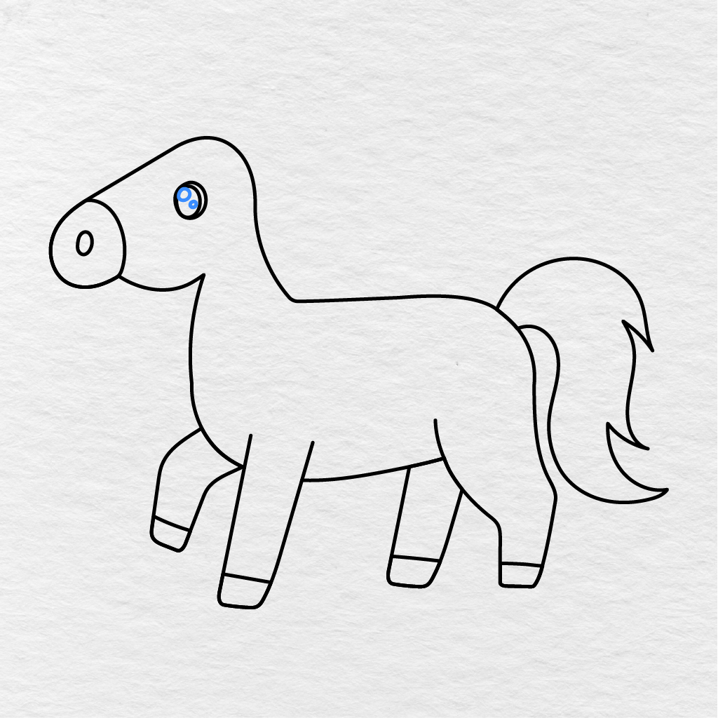 Step 9 Showing Two Small Highlights Added Inside The Darkened Horse Eye.