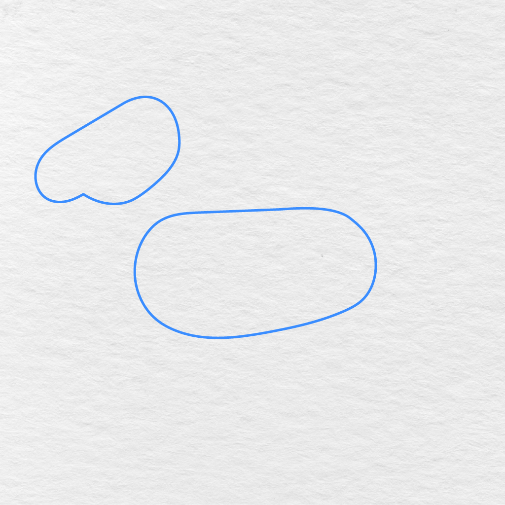 Step 1 Showing Separate Rounded Shapes Drawn For The Horse’s Head And Body.