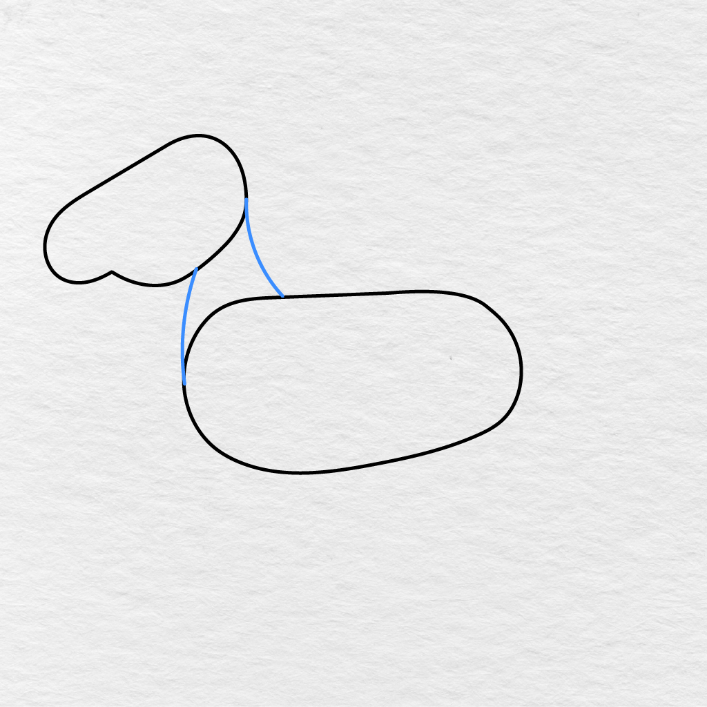 Step 2 Showing Curved Lines Connecting The Horse’s Head And Body To Form The Neck And Chest.