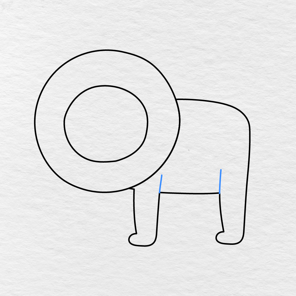 Step 4 Showing Two Inner Lines Added To Separate The Lion’s Legs From Its Body.