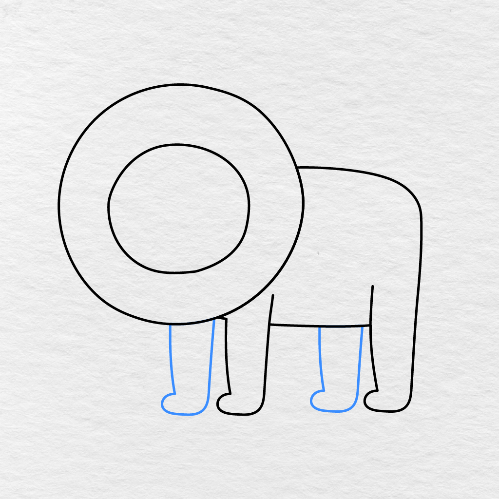 Step 5 Showing The Remaining Front And Back Legs Added To The Lion.