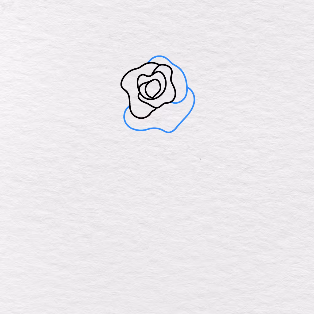Step 4 Showing A Wider Layer Of Curved Petals Added Around The Rose Center.