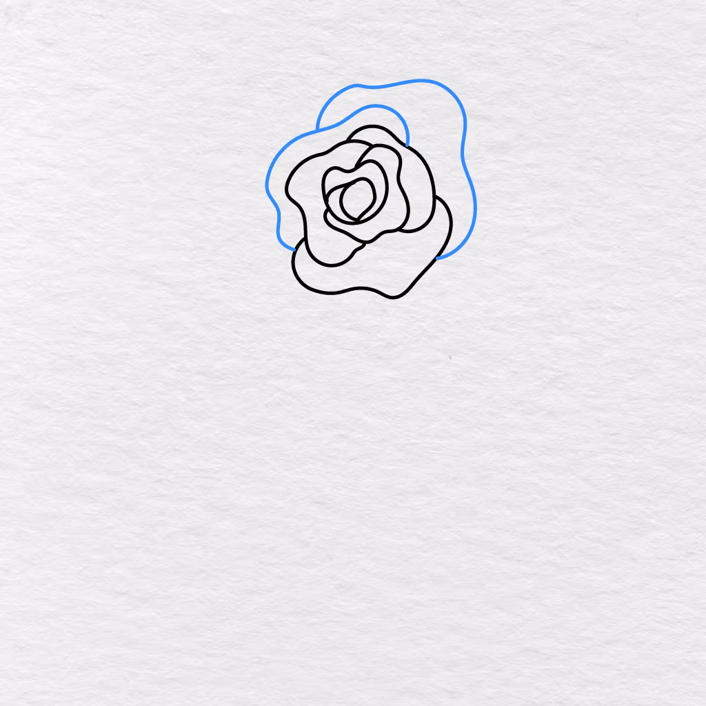 Step 5 Showing More Rounded Middle Petals Added Around The Growing Rose.