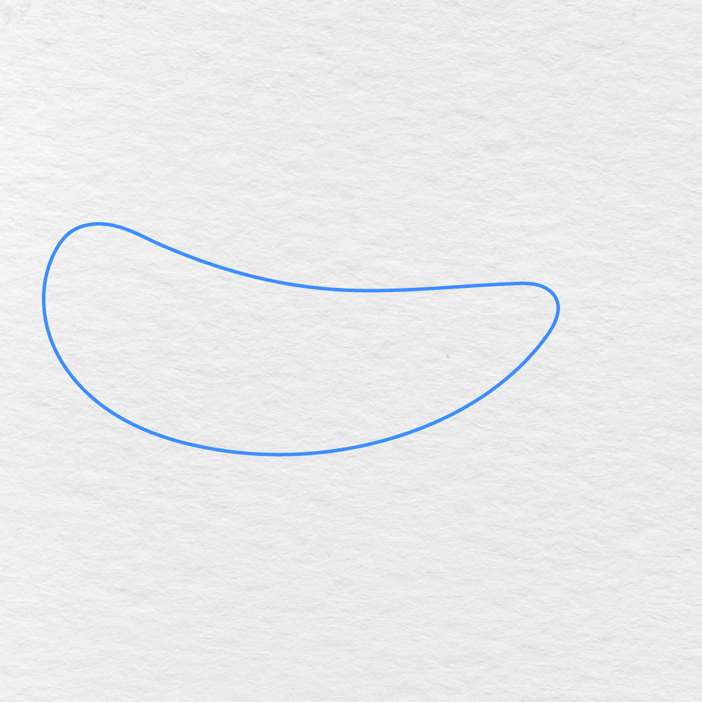 Step 1 Showing A Long Rounded Outline Drawn For The Shark’s Body.